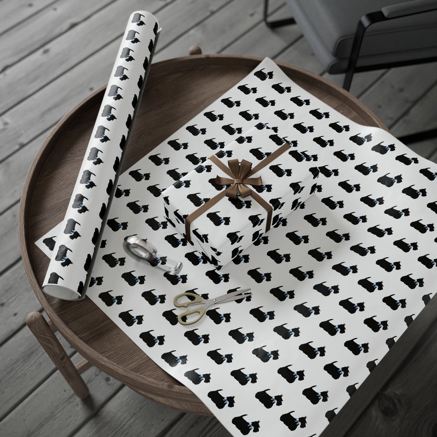 Wrapping Paper - Scottish Terrier with Blue Bow