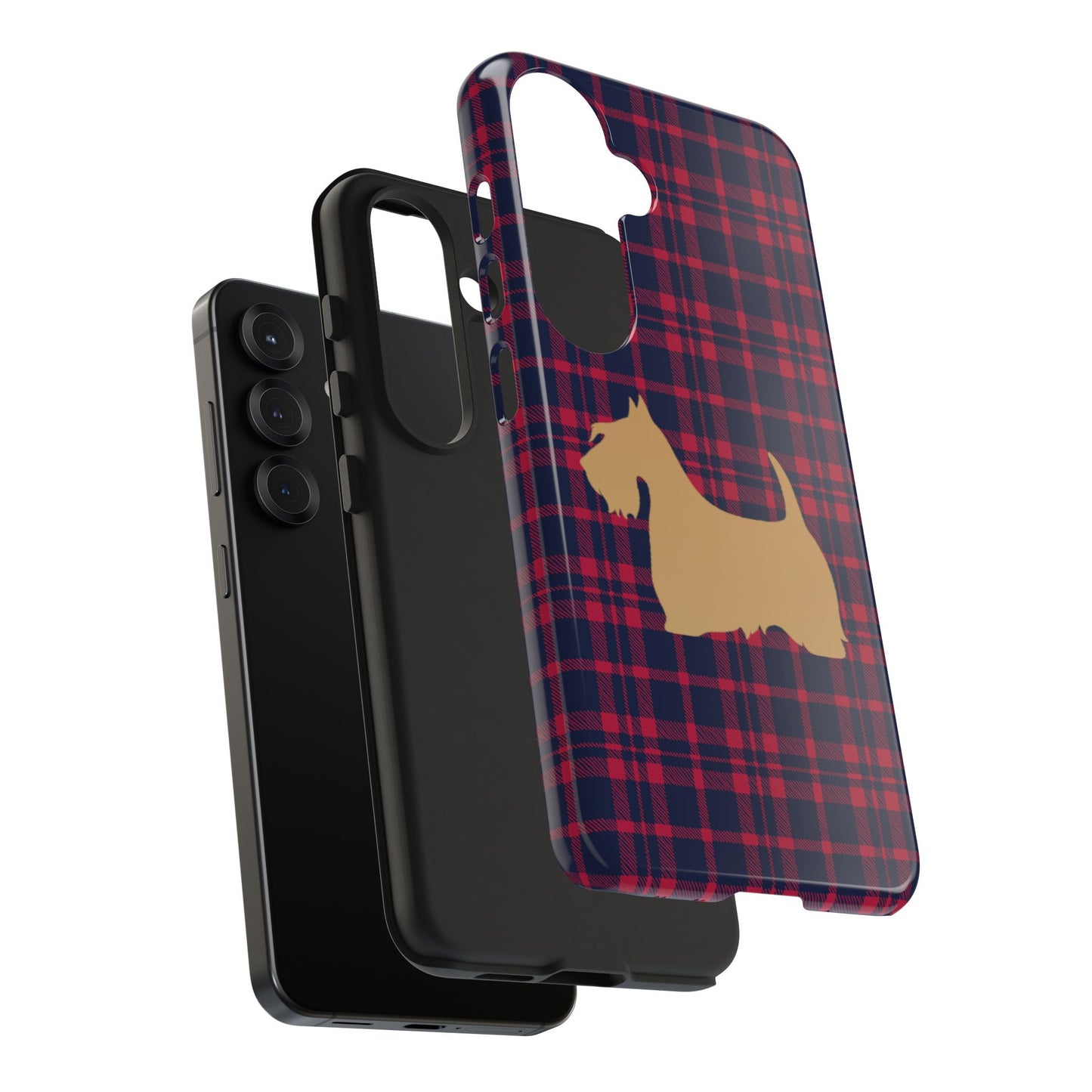 Scottish Terrier Phone Case, Tough Cases, Scottie Dog Phone Cover, Gift for Dog Lovers, Plaid Design
