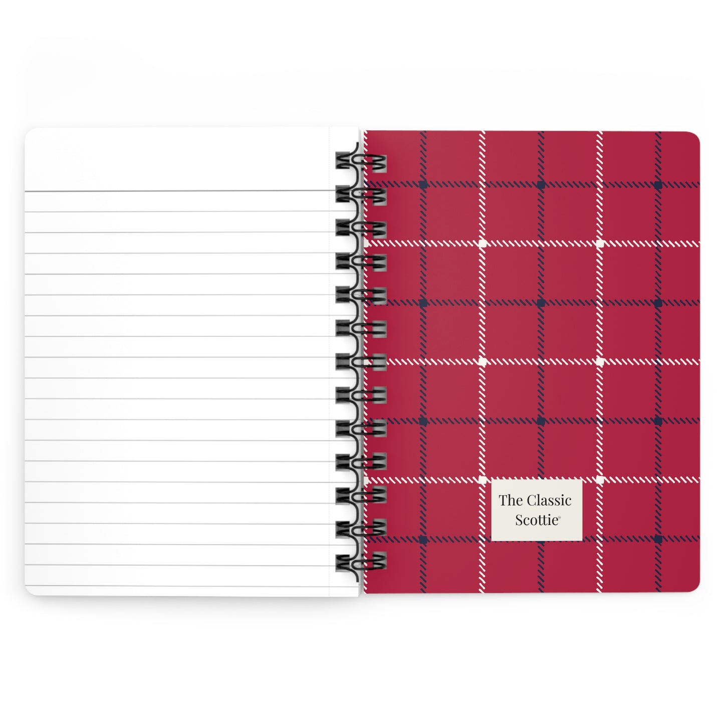 Plaid Spiral Bound Journal with Scottish Terrier Silhouette, Notebooks for Gifts, School Supplies, Writing, Pet Lovers