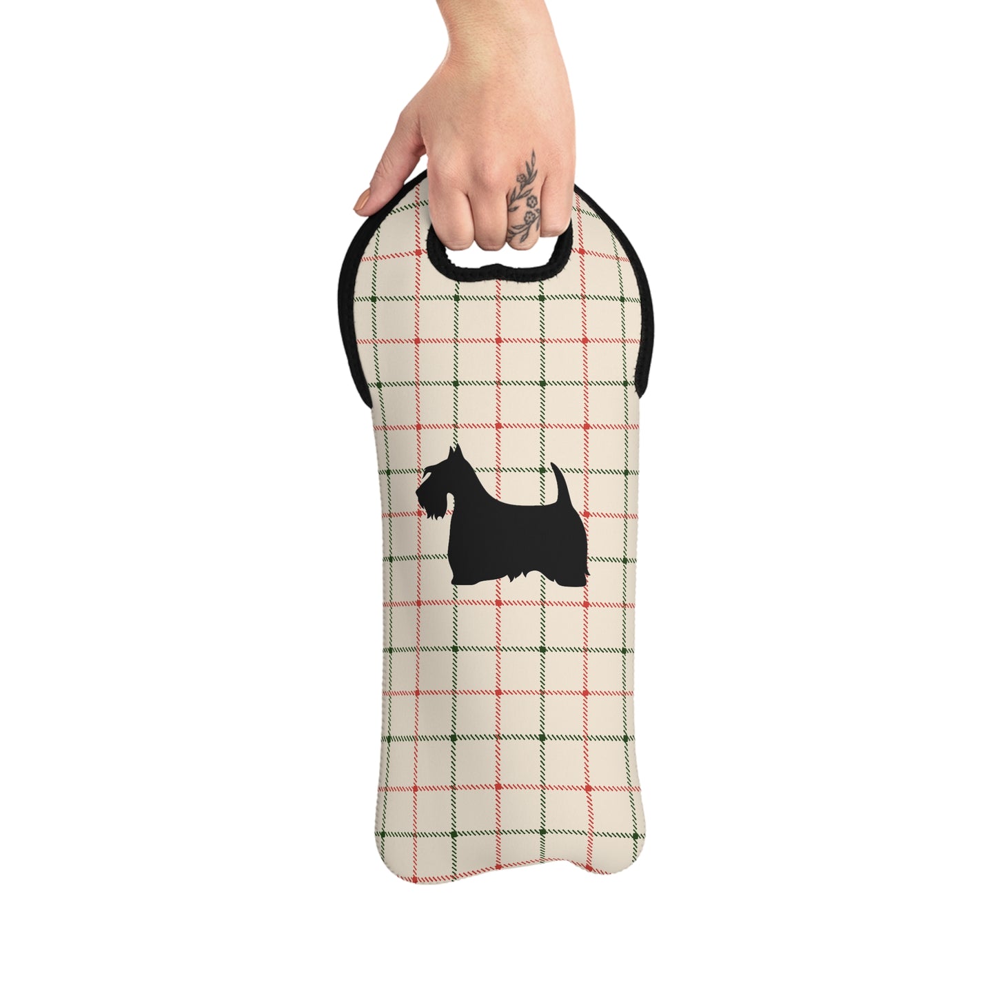 Plaid Wine Tote or Gift Bag with Scottish Terrier Design