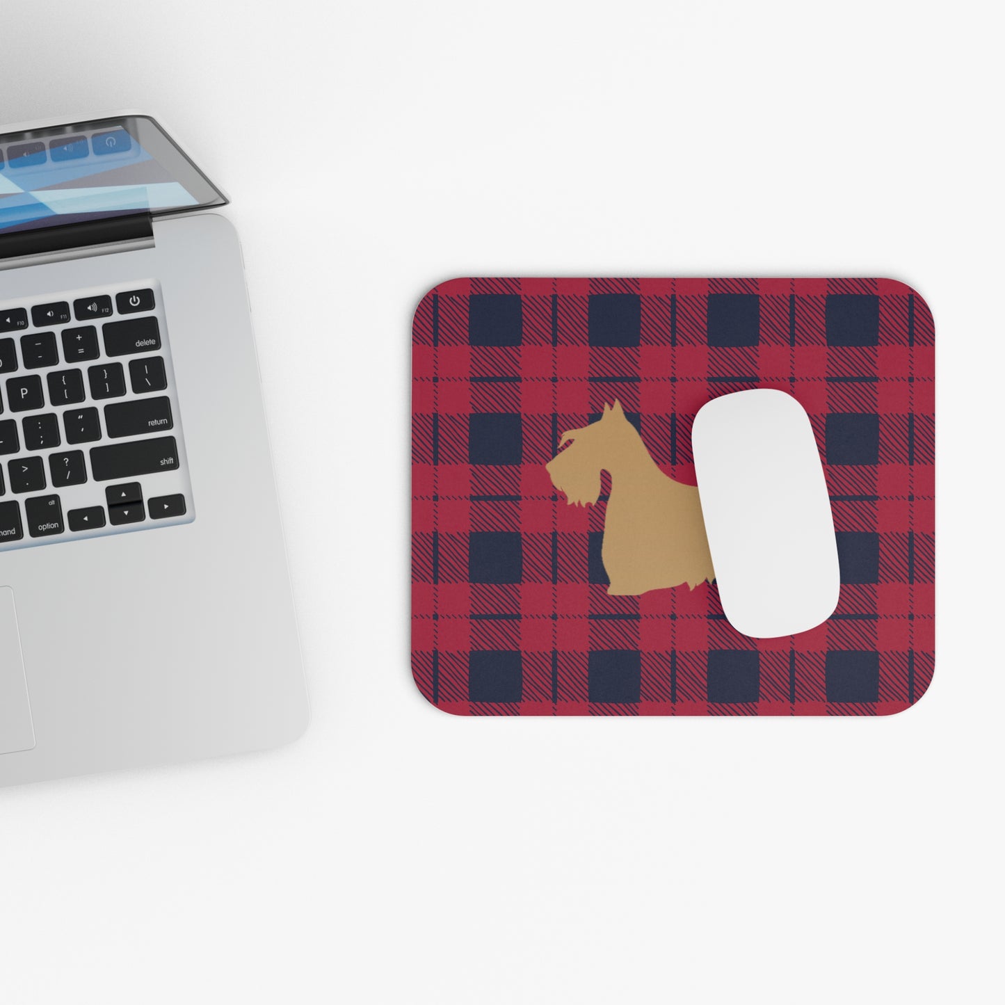 Scottish Terrier Plaid Dog Mouse Pad | Cute Dog Lover Gift | Office Decor | Stationery | Pet Themed Home Office Accessories | Animal Lover Merchandise