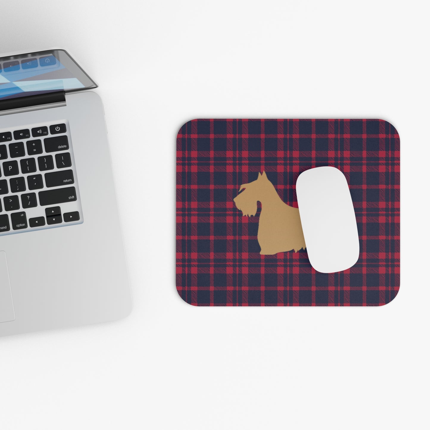 Scottish Terrier Plaid Dog Mouse Pad | Cute Dog Lover Gift | Office Decor | Stationery | Pet Themed Home Office Accessories | Animal Lover Merchandise