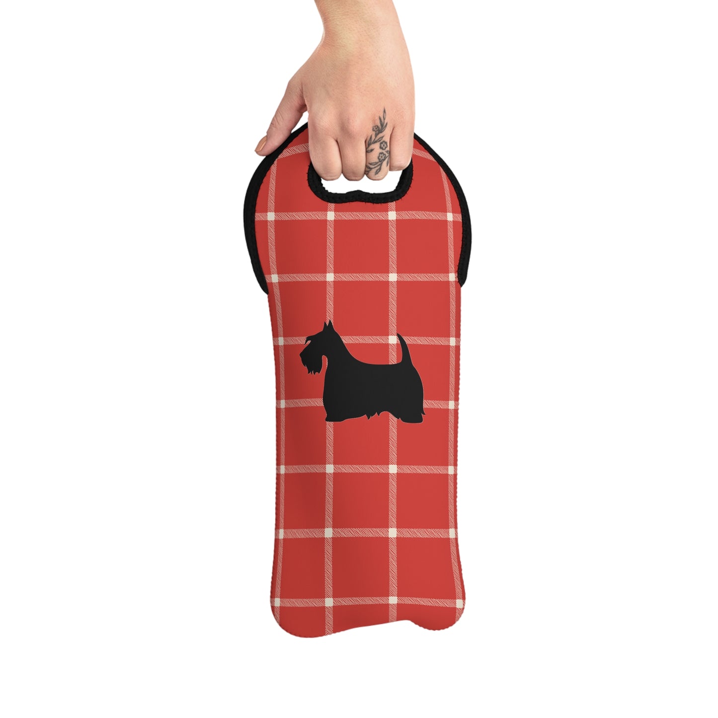 Plaid Wine Tote or Gift Bag with Scottish Terrier Design