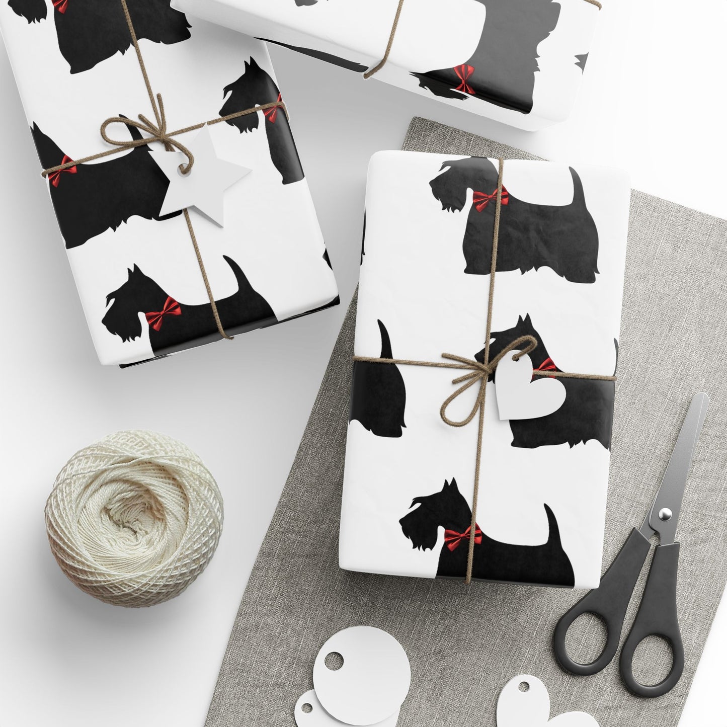 Gift Wrapping Papers - Scottish Terrier with Red Bow Design
