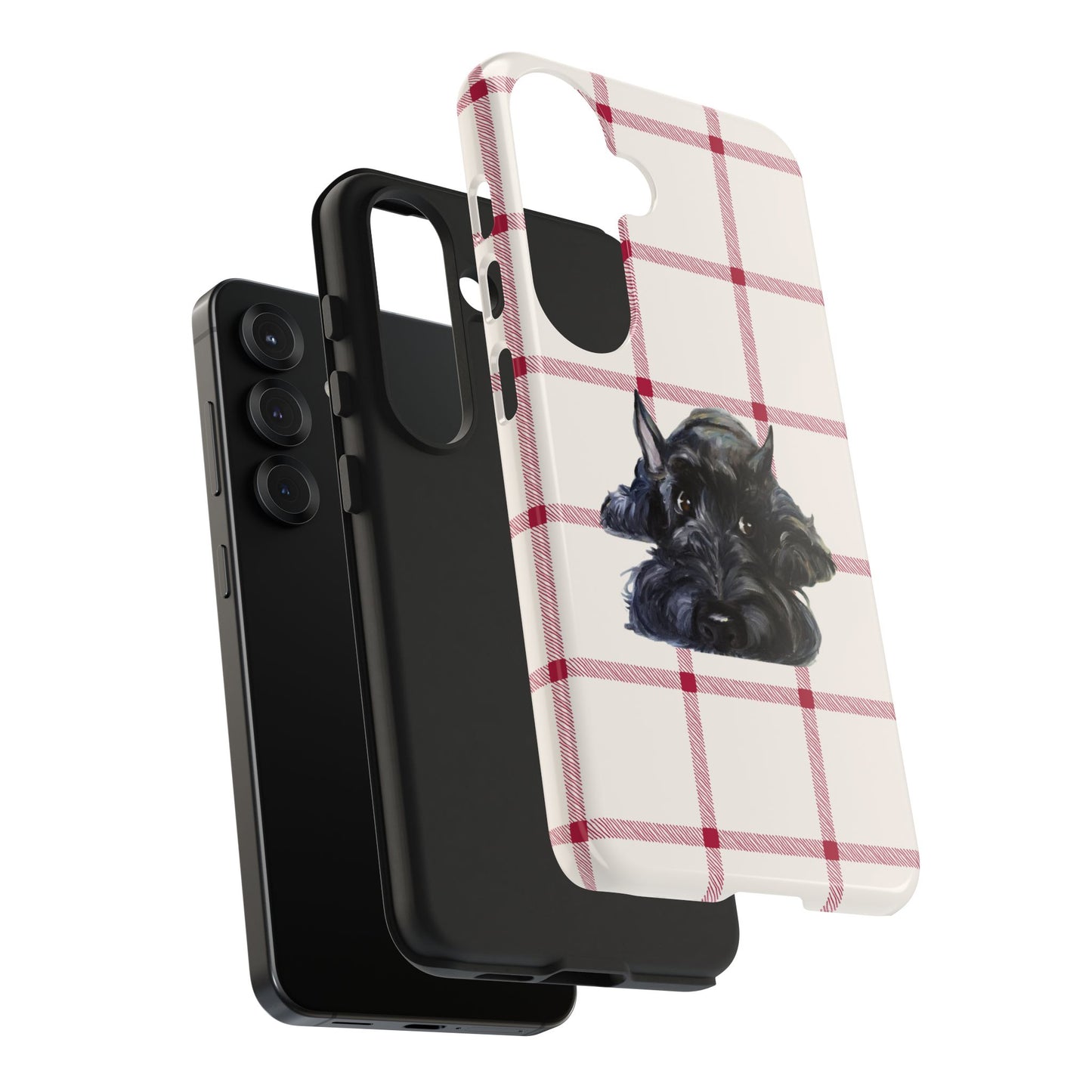 Scottish Terrier Phone Case, Tough Cases, Scottie Dog Phone Cover, Gift for Dog Lovers, Plaid Design