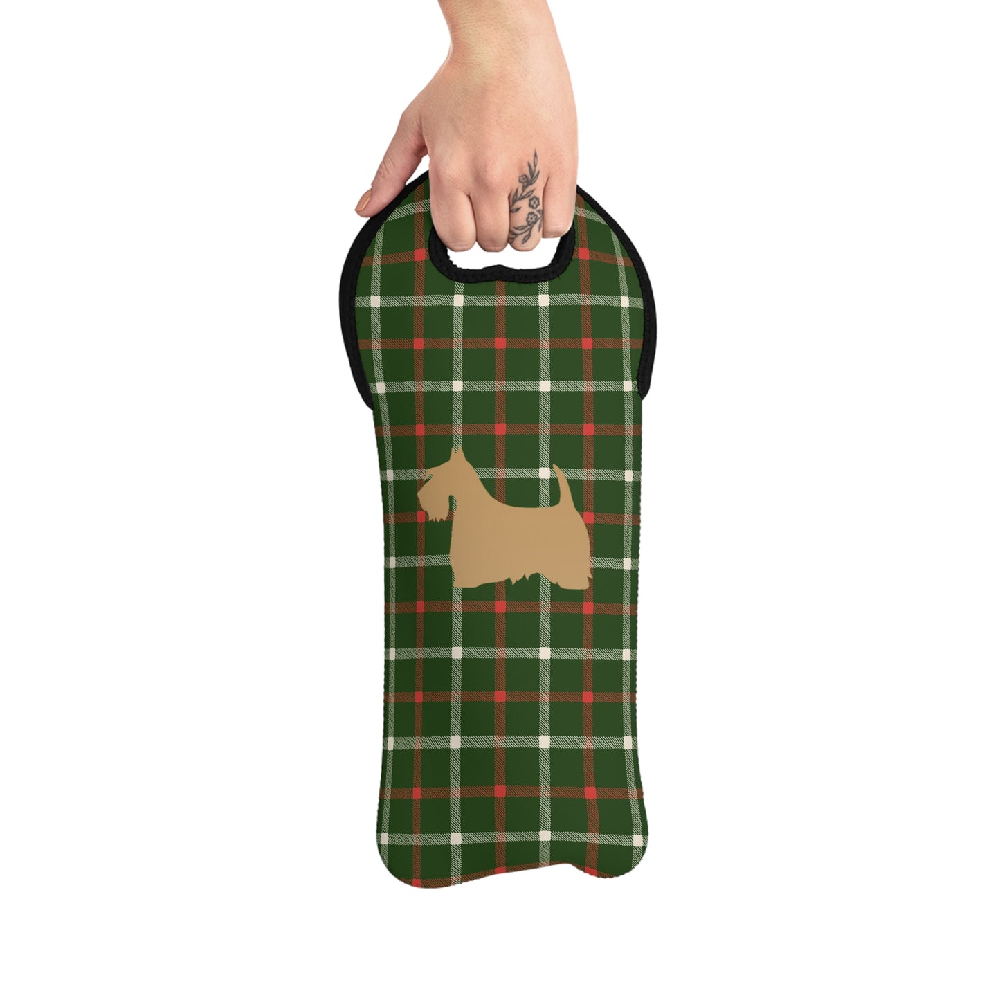 Plaid Wine Tote or Gift Bag with Scottish Terrier Design
