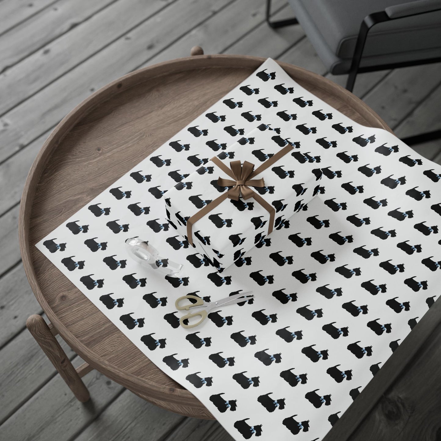 Wrapping Paper - Scottish Terrier with Blue Bow