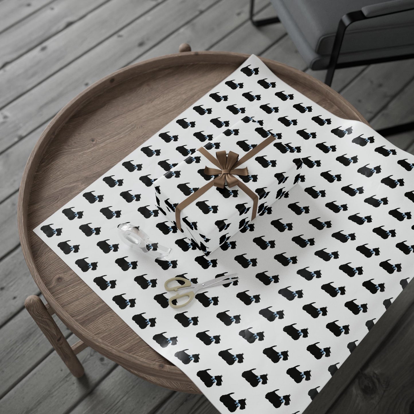 Wrapping Paper - Scottish Terrier with Blue Bow