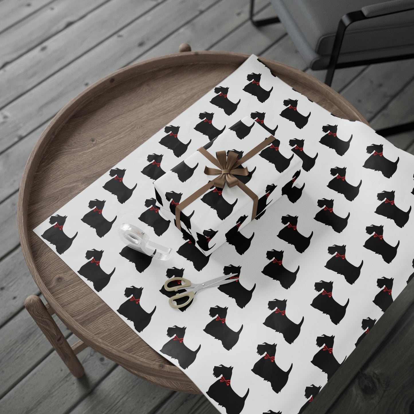 Gift Wrapping Papers - Scottish Terrier with Red Bow Design