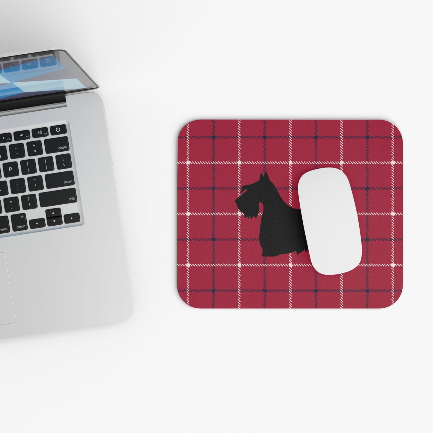 Scottish Terrier Plaid Dog Mouse Pad | Cute Dog Lover Gift | Office Decor | Stationery | Pet Themed Home Office Accessories | Animal Lover Merchandise