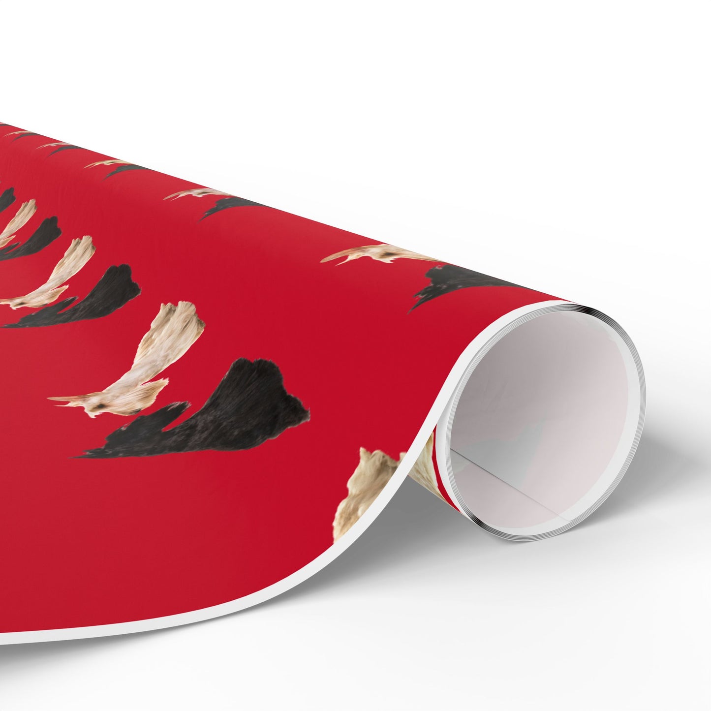 Festive Black and White Scottish Terrier Wrapping Paper for Gift Giving, Holiday, Birthday, Party, Pet Lovers, Cute Dog Design, Red Background
