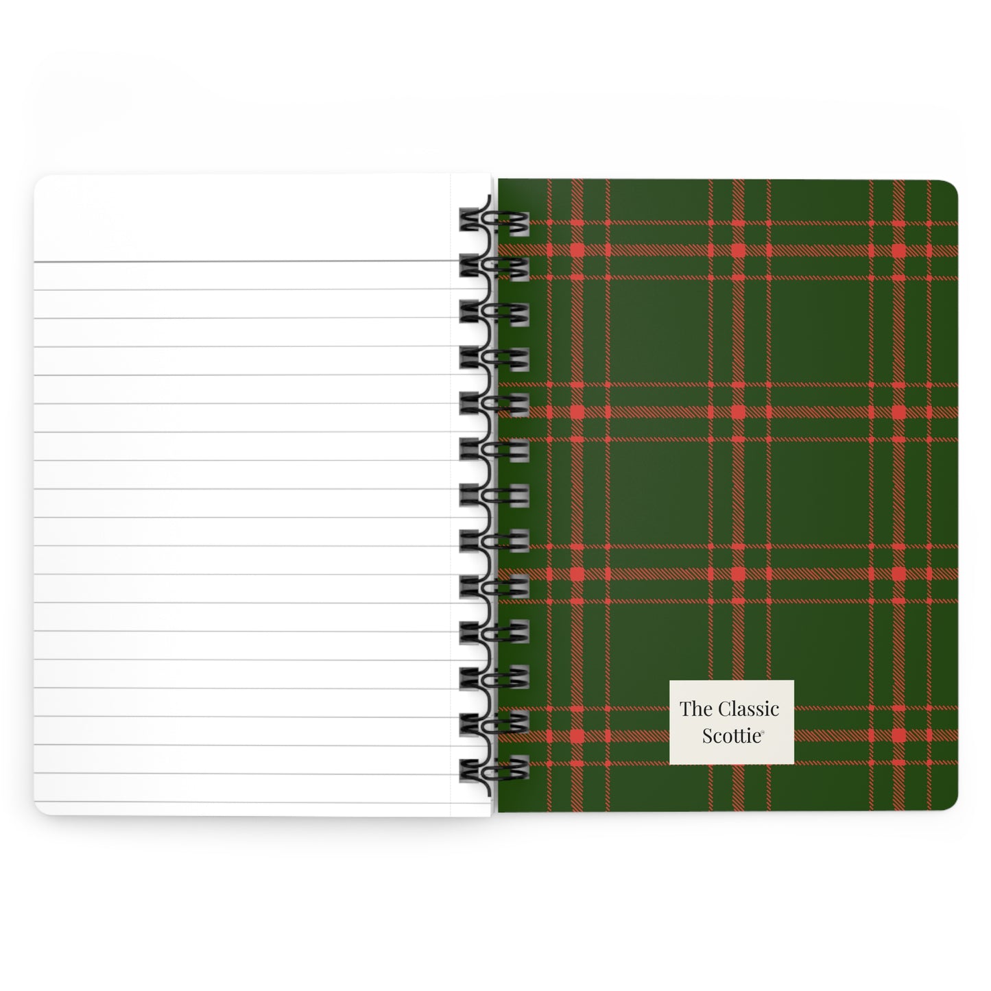 Plaid Spiral Bound Journal with Scottish Terrier Silhouette, Notebooks for Gifts, School Supplies, Writing, Pet Lovers