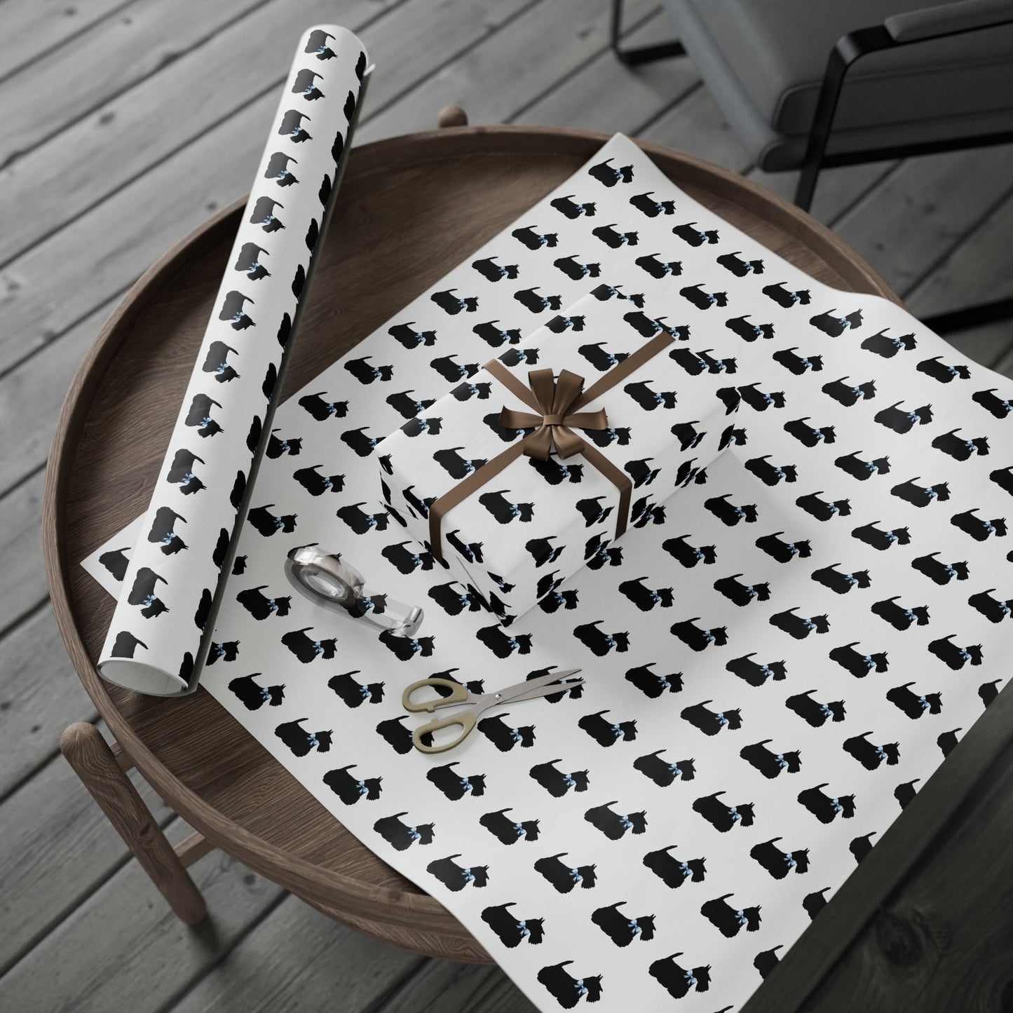 Wrapping Paper - Scottish Terrier with Blue Bow