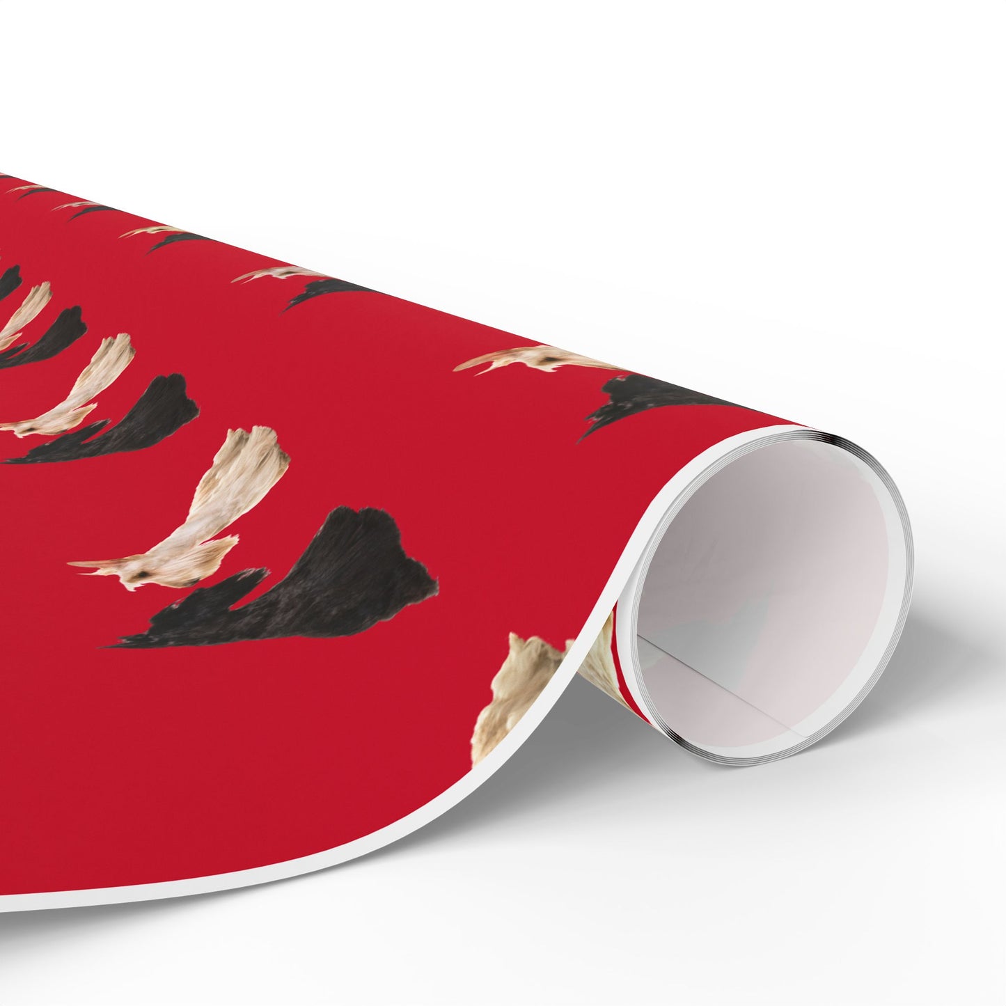 Festive Black and White Scottish Terrier Wrapping Paper for Gift Giving, Holiday, Birthday, Party, Pet Lovers, Cute Dog Design, Red Background