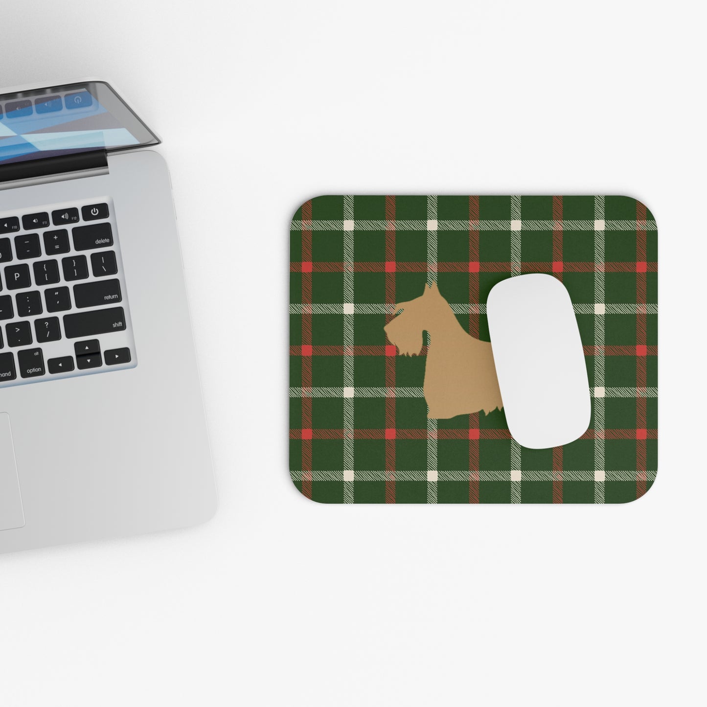 Scottish Terrier Plaid Dog Mouse Pad | Cute Dog Lover Gift | Office Decor | Stationery | Pet Themed Home Office Accessories | Animal Lover Merchandise