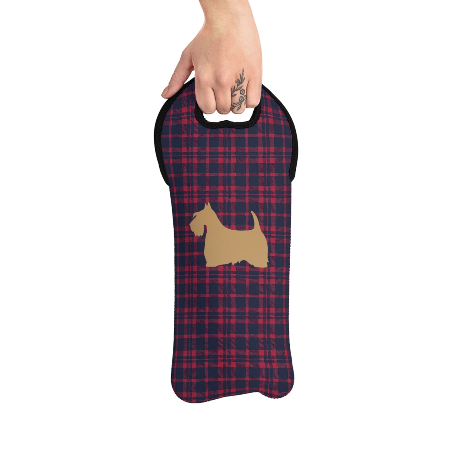Plaid Wine Tote or Gift Bag with Scottish Terrier Design