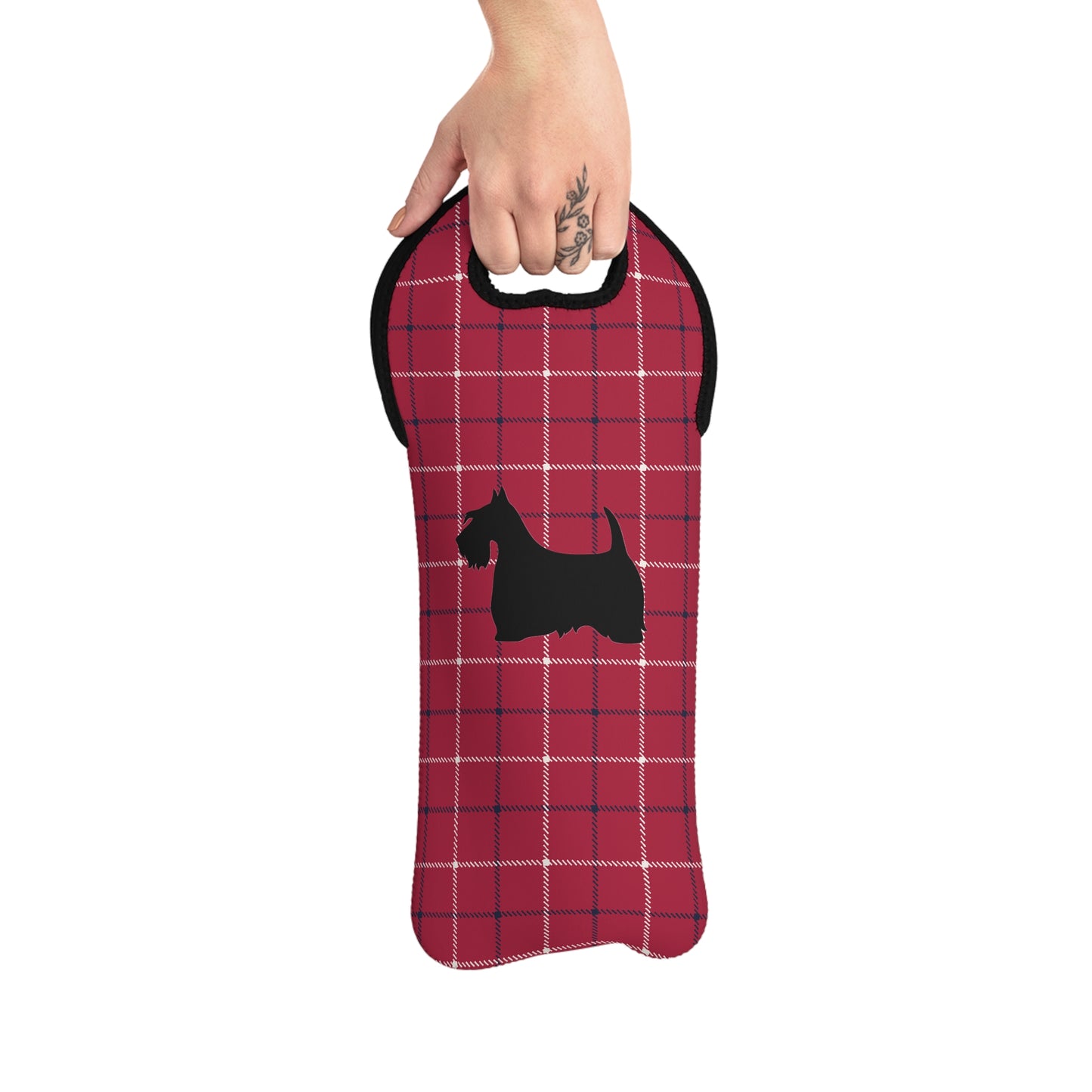 Plaid Wine Tote or Gift Bag with Scottish Terrier Design