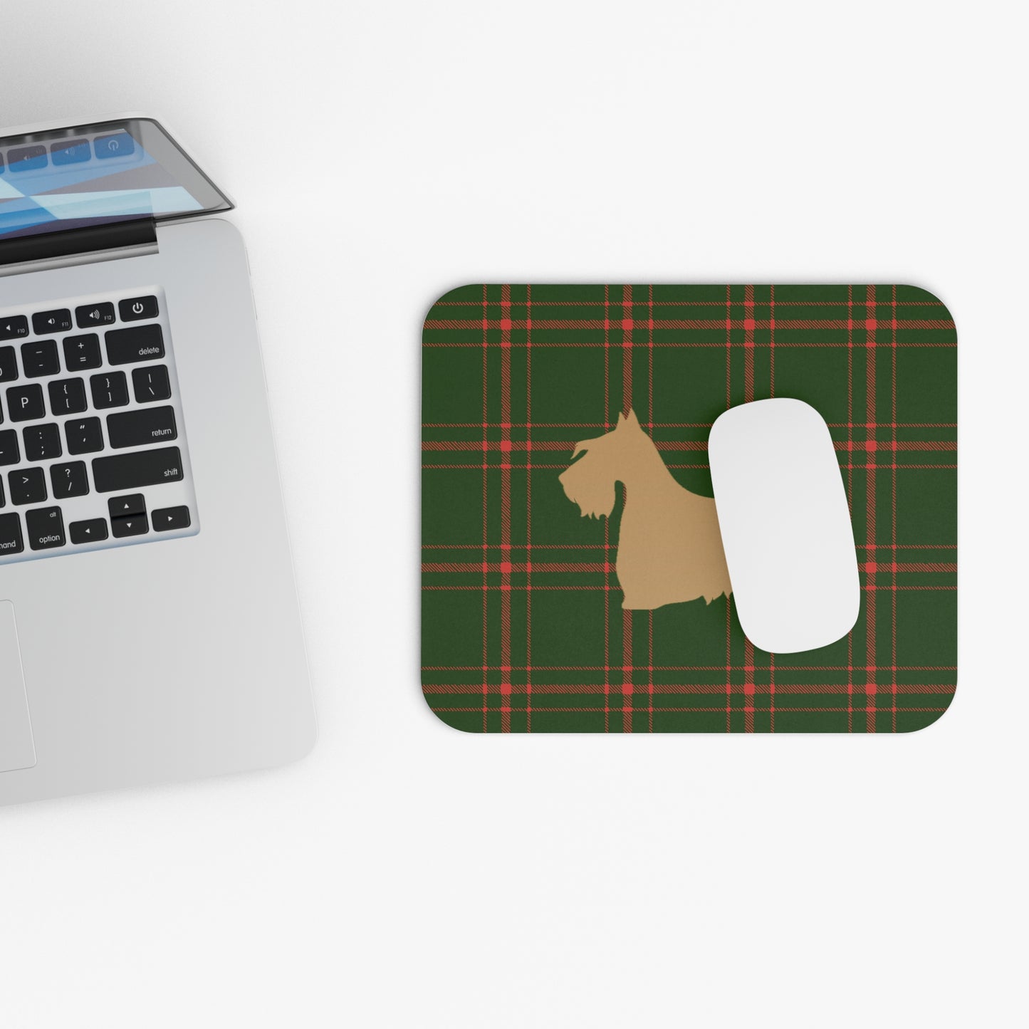 Scottish Terrier Plaid Dog Mouse Pad | Cute Dog Lover Gift | Office Decor | Stationery | Pet Themed Home Office Accessories | Animal Lover Merchandise
