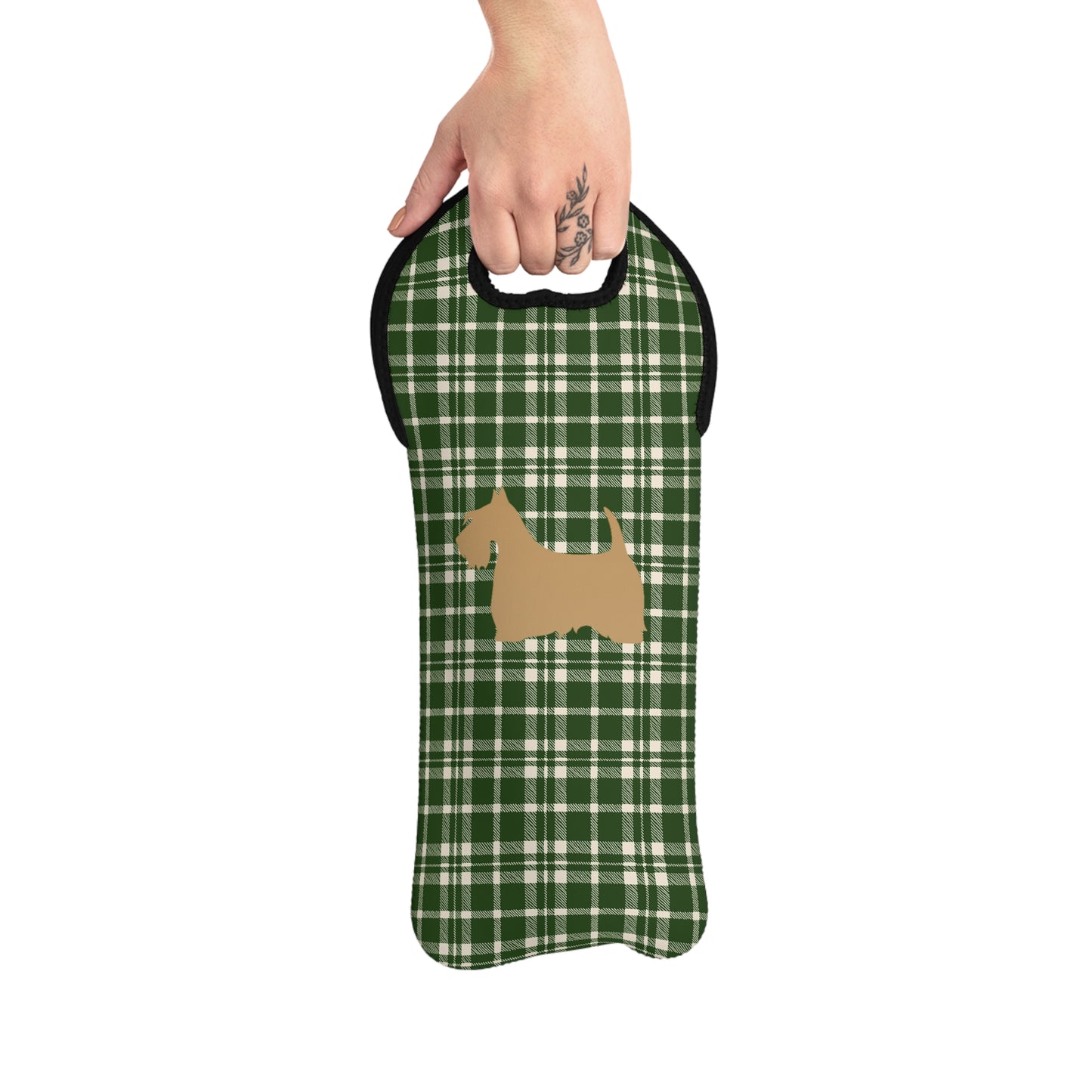 Plaid Wine Tote or Gift Bag with Scottish Terrier Design