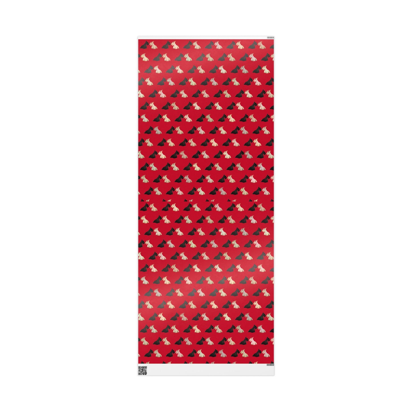 Festive Black and White Scottish Terrier Wrapping Paper for Gift Giving, Holiday, Birthday, Party, Pet Lovers, Cute Dog Design, Red Background