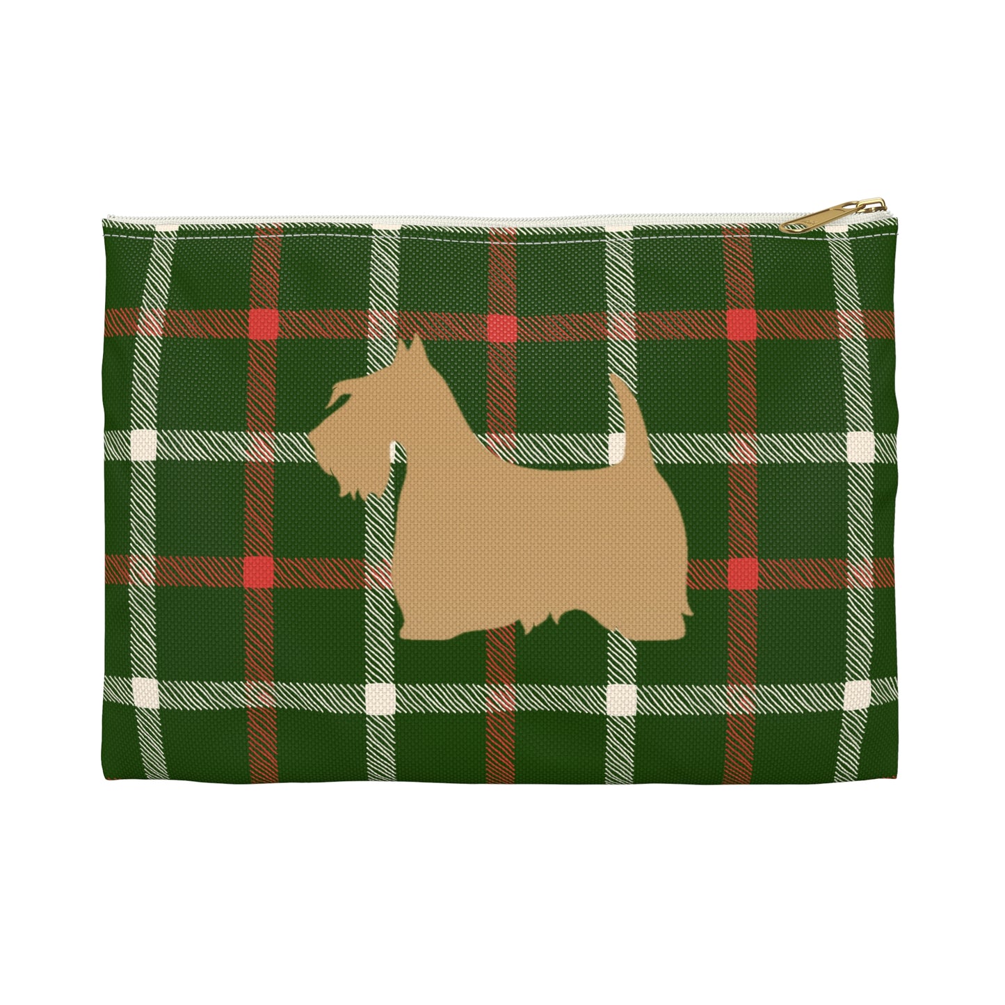 Scottish Terrier Accessory Pouch, Pet Lover Gift, Dog Travel Bag, Stylish Makeup Case, Plaid Organizer