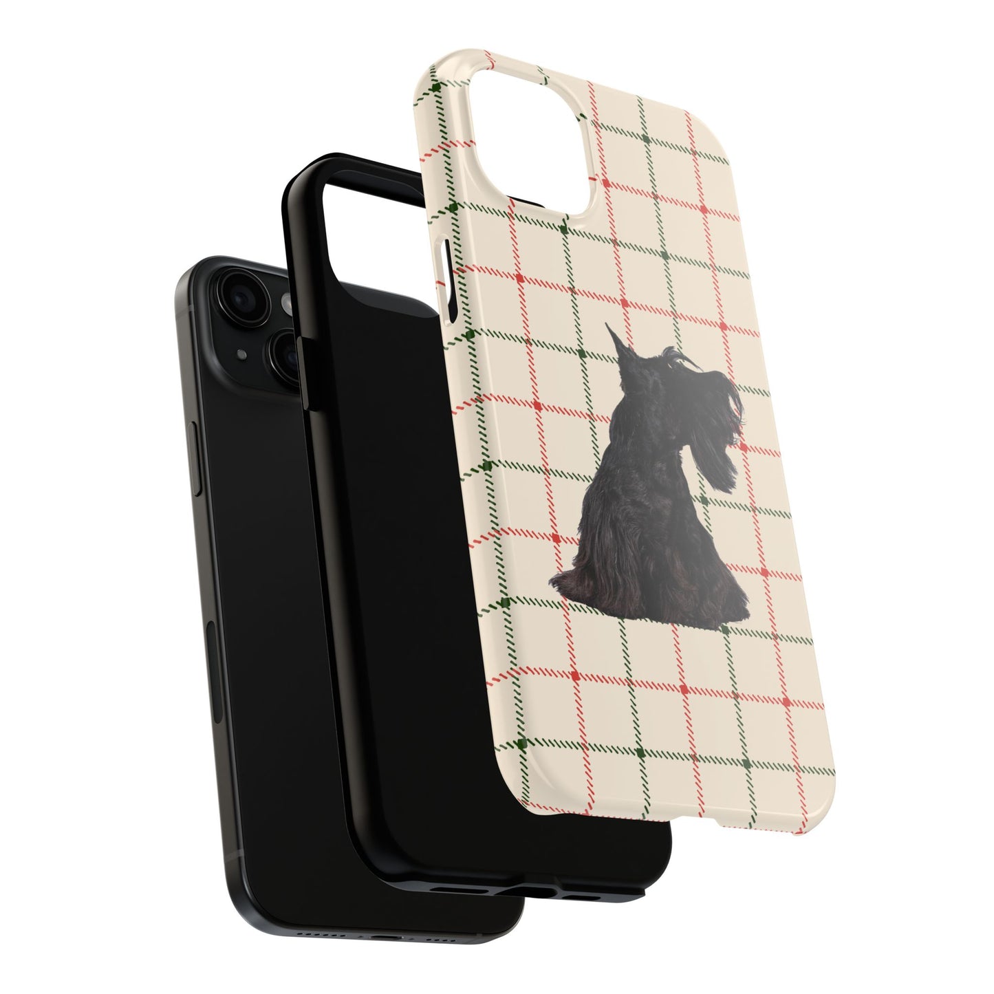 Scottish Terrier Phone Case, Tough Cases, Scottie Dog Phone Cover, Gift for Dog Lovers, Plaid Design
