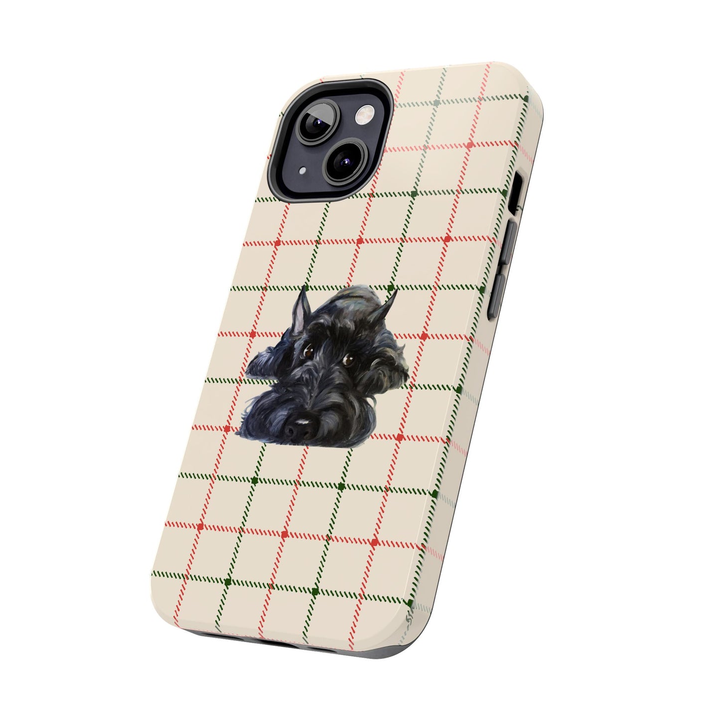 Scottish Terrier Phone Case, Tough Cases, Scottie Dog Phone Cover, Gift for Dog Lovers, Plaid Design