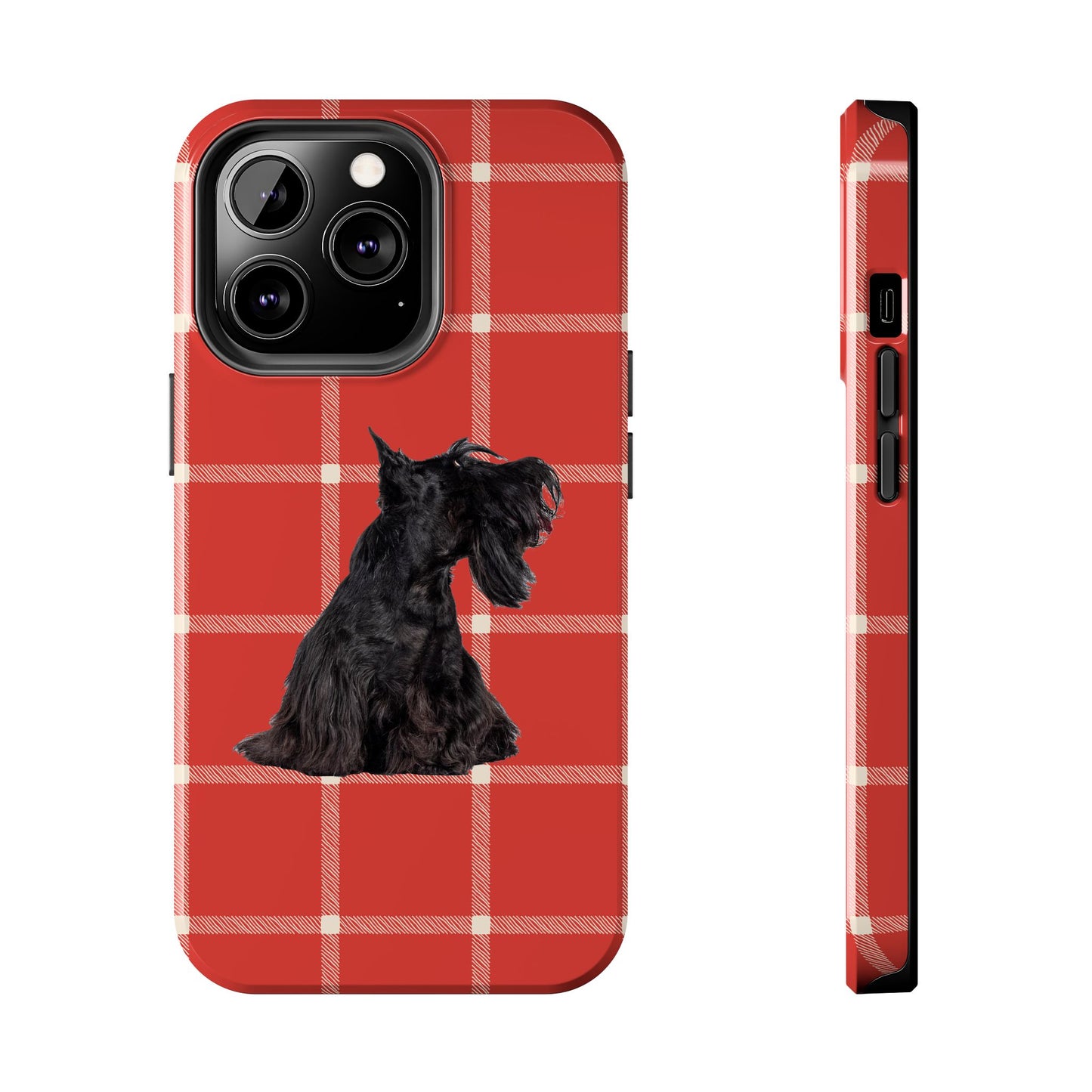 Scottish Terrier Phone Case, Tough Cases, Scottie Dog Phone Cover, Gift for Dog Lovers, Plaid Design