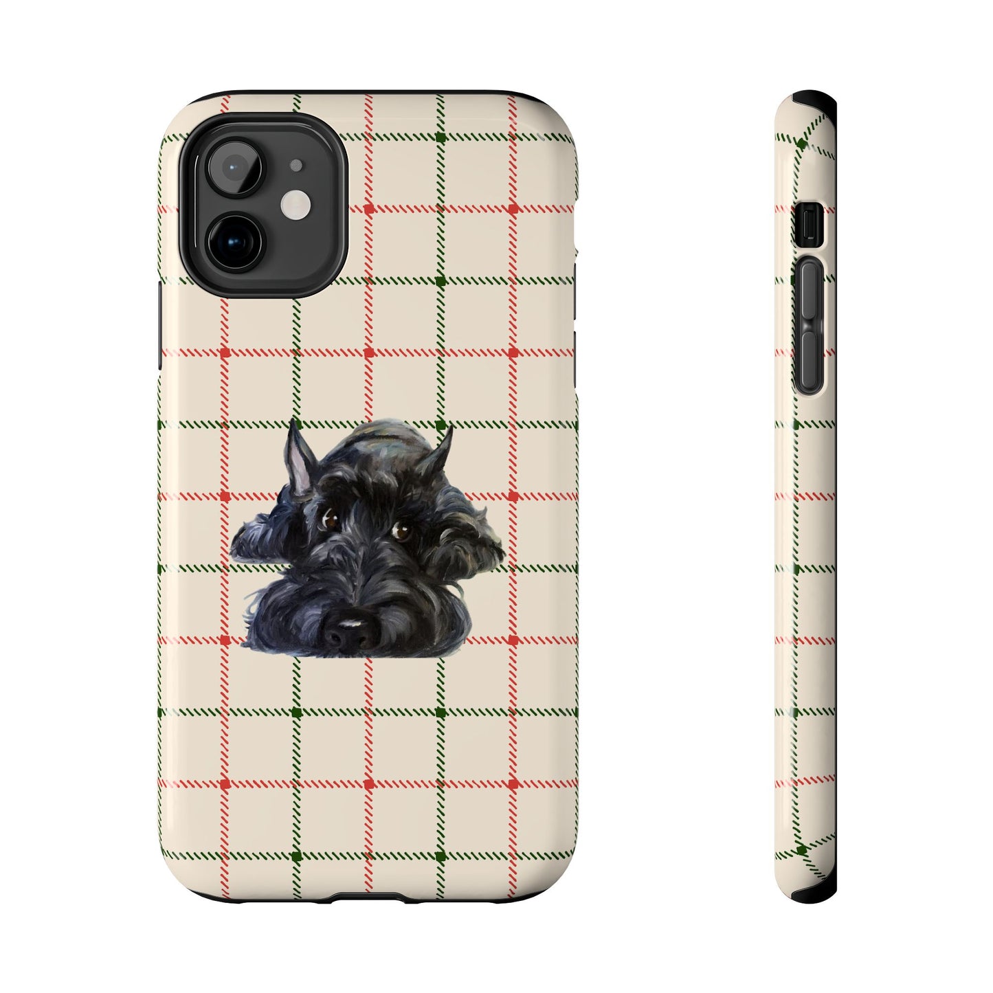 Scottish Terrier Phone Case, Tough Cases, Scottie Dog Phone Cover, Gift for Dog Lovers, Plaid Design
