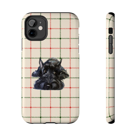 Scottish Terrier Phone Case, Tough Cases, Scottie Dog Phone Cover, Gift for Dog Lovers, Plaid Design