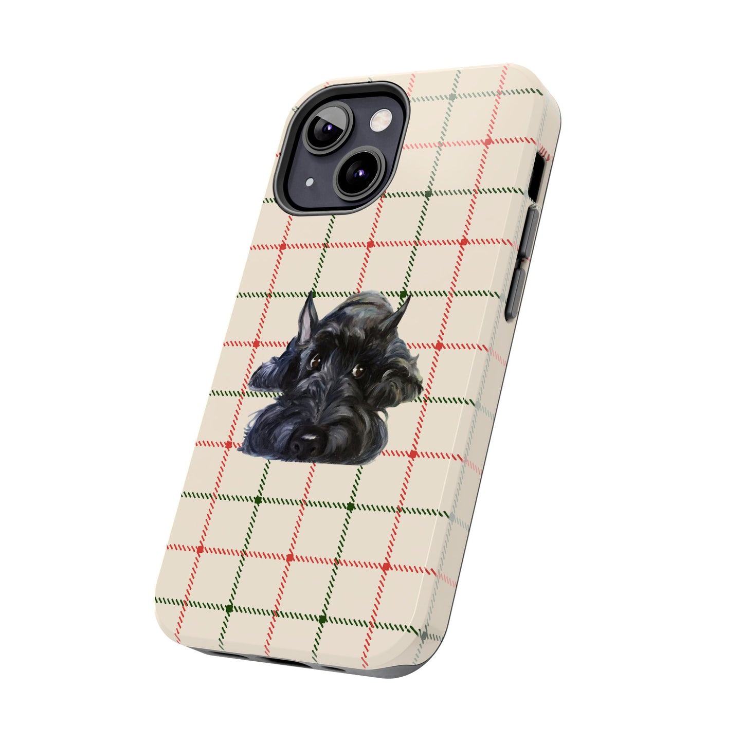 Scottish Terrier Phone Case, Tough Cases, Scottie Dog Phone Cover, Gift for Dog Lovers, Plaid Design
