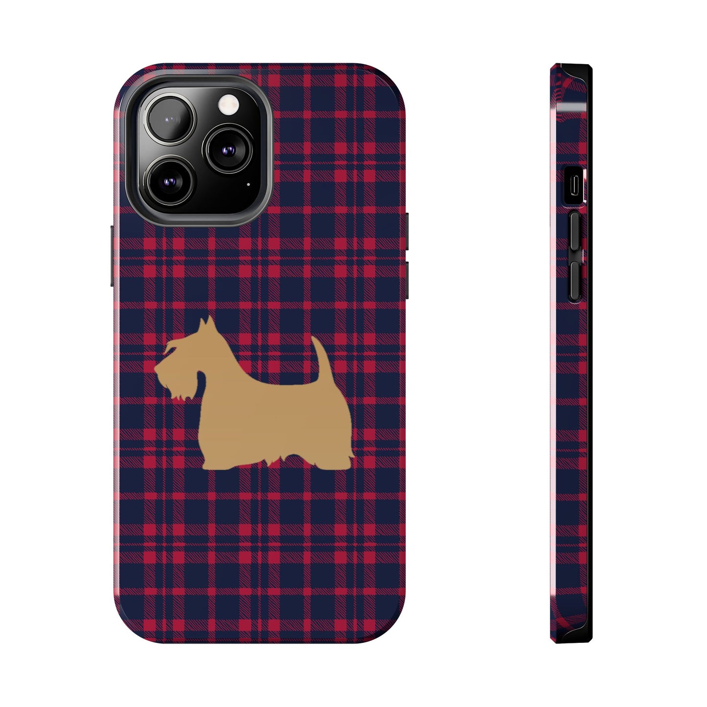 Scottish Terrier Phone Case, Tough Cases, Scottie Dog Phone Cover, Gift for Dog Lovers, Plaid Design