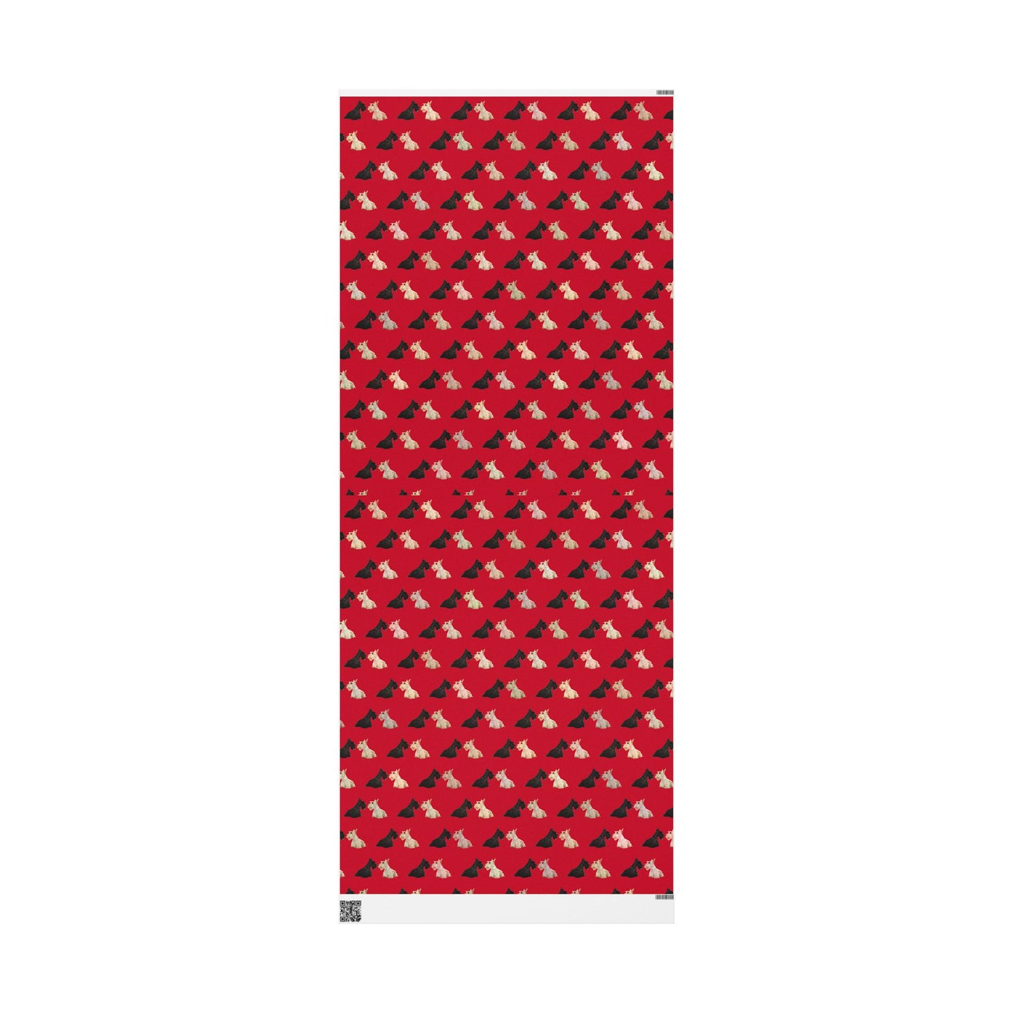 Festive Black and White Scottish Terrier Wrapping Paper for Gift Giving, Holiday, Birthday, Party, Pet Lovers, Cute Dog Design, Red Background