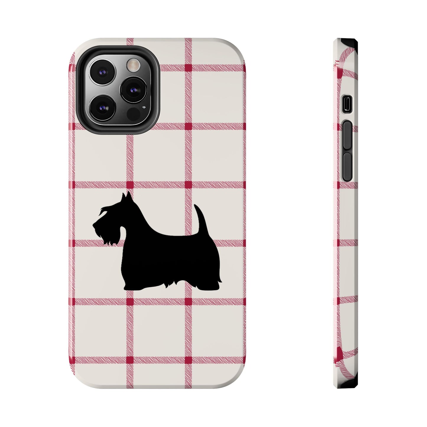Scottish Terrier Phone Case, Tough Cases, Scottie Dog Phone Cover, Gift for Dog Lovers, Plaid Design