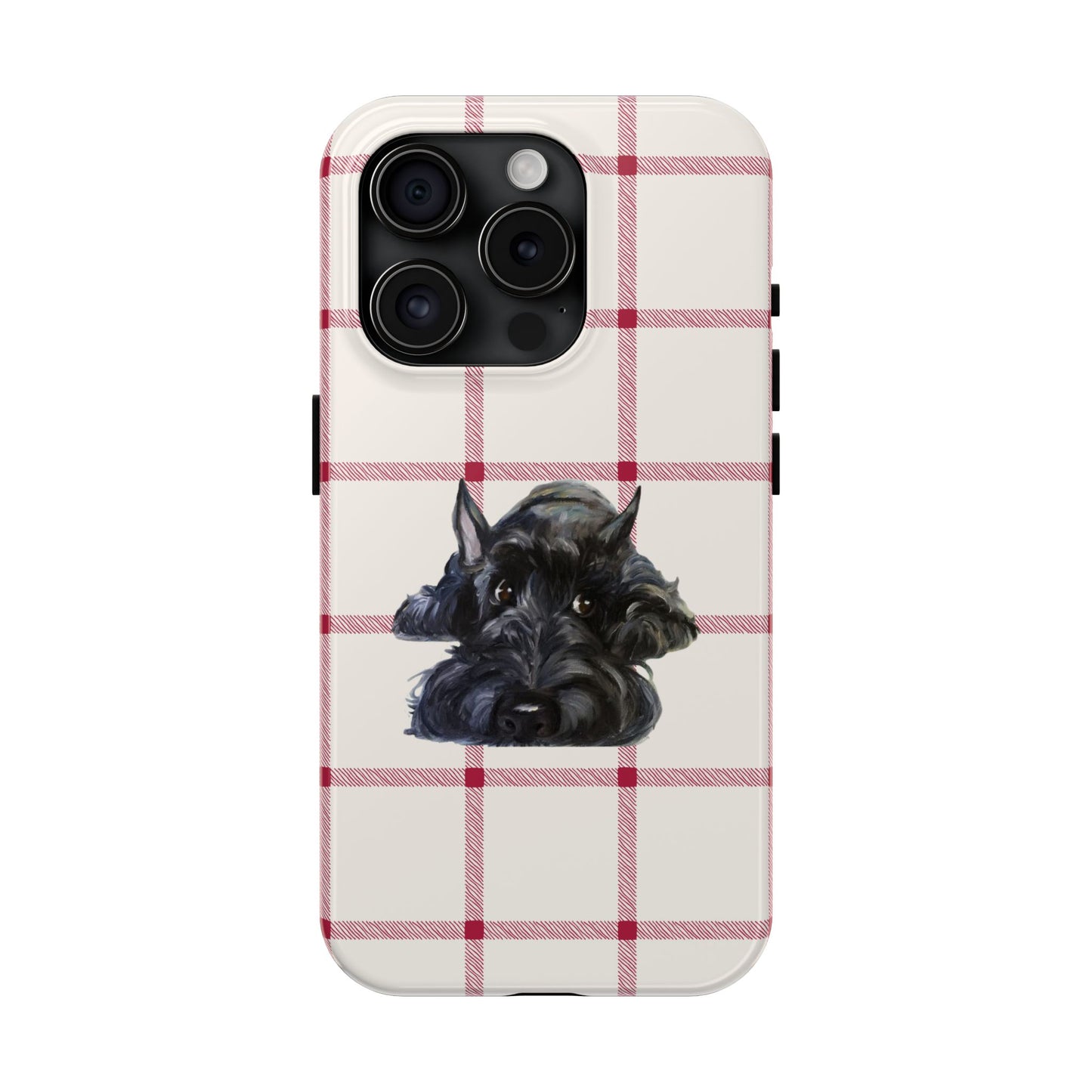 Scottish Terrier Phone Case, Tough Cases, Scottie Dog Phone Cover, Gift for Dog Lovers, Plaid Design