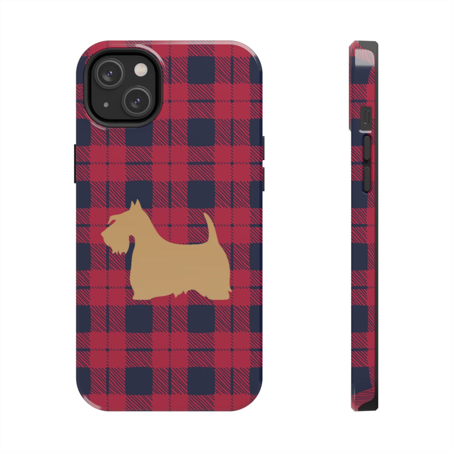 Scottish Terrier Phone Case, Tough Cases, Scottie Dog Phone Cover, Gift for Dog Lovers, Plaid Design