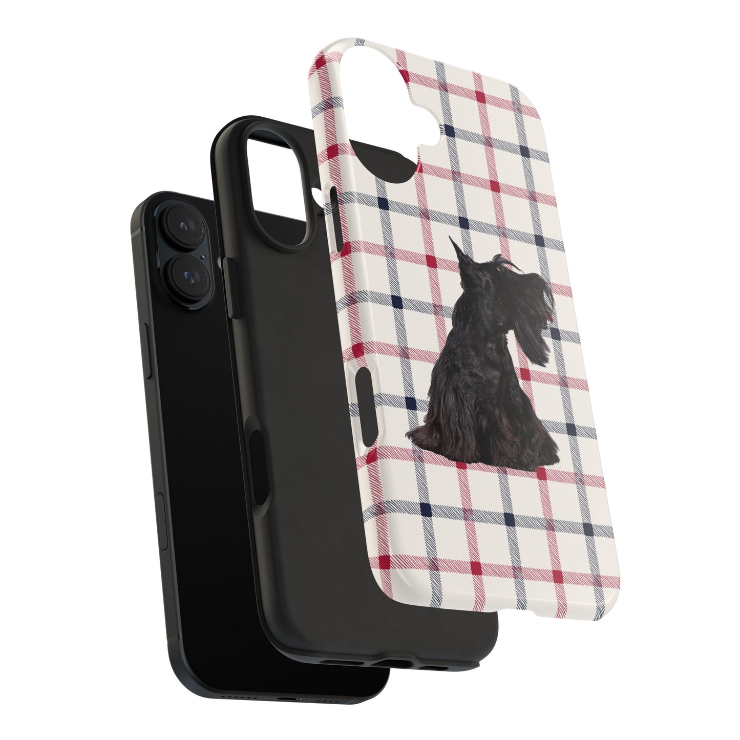 Scottish Terrier Phone Case, Tough Cases, Scottie Dog Phone Cover, Gift for Dog Lovers, Plaid Design