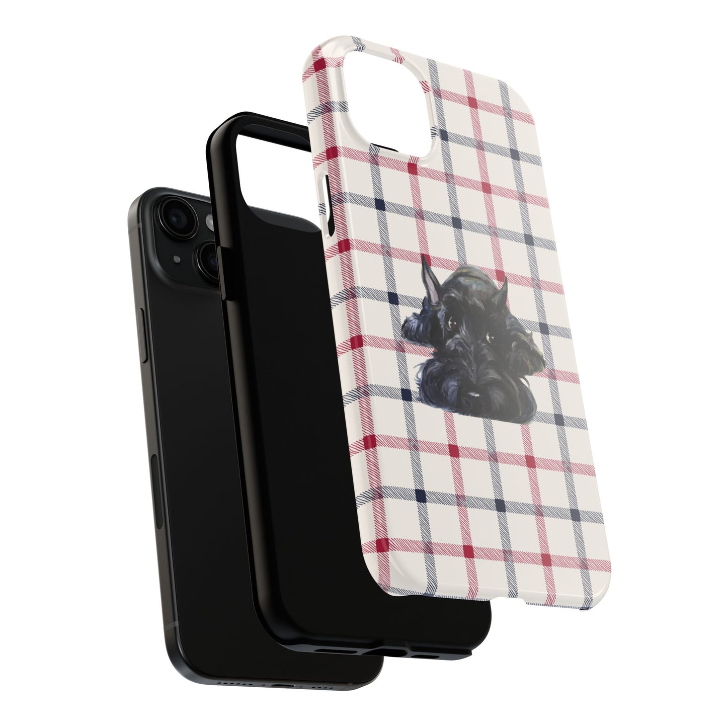 Scottish Terrier Phone Case, Tough Cases, Scottie Dog Phone Cover, Gift for Dog Lovers, Plaid Design