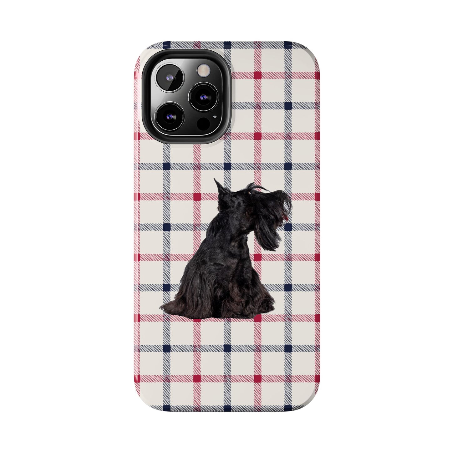 Scottish Terrier Phone Case, Tough Cases, Scottie Dog Phone Cover, Gift for Dog Lovers, Plaid Design
