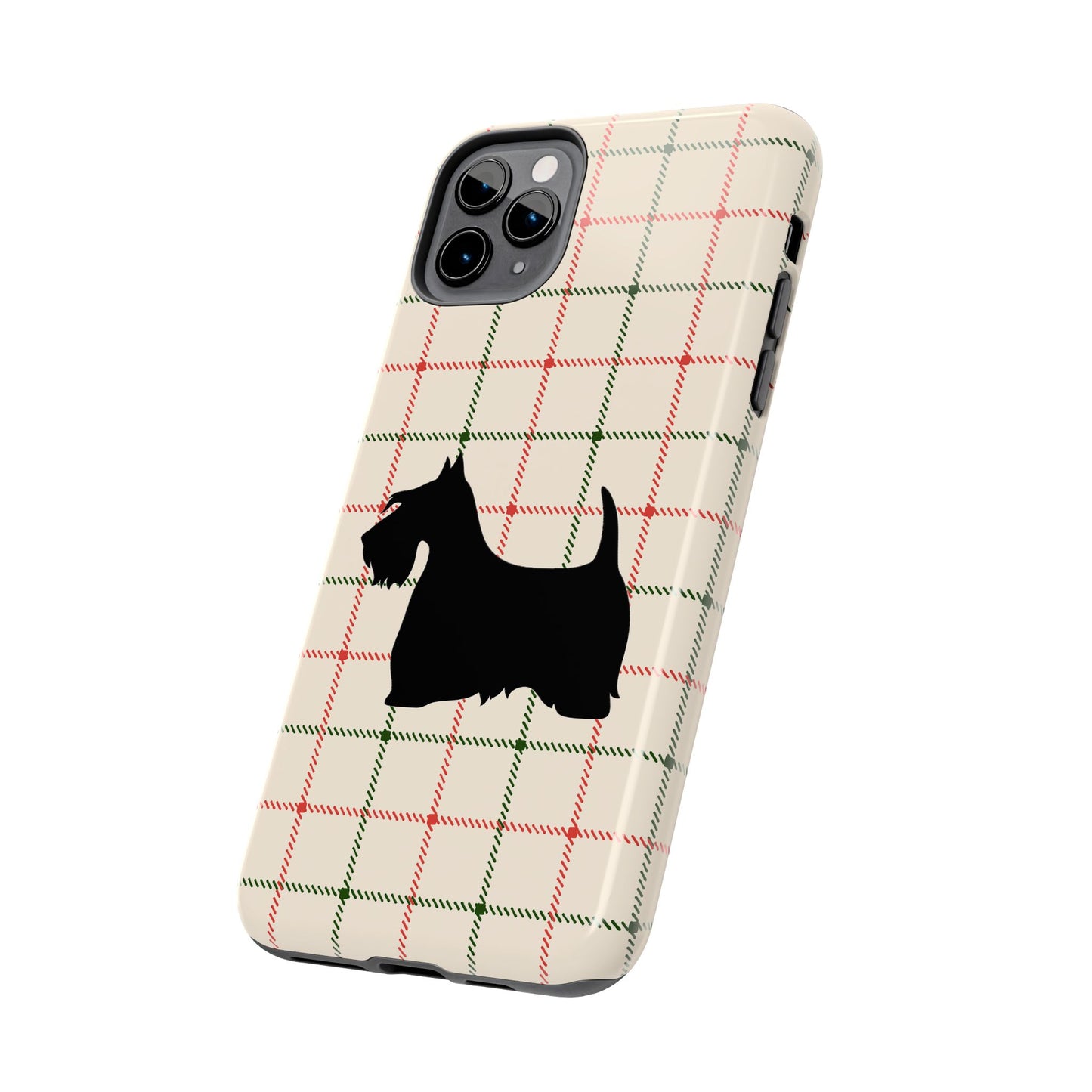 Scottish Terrier Phone Case, Tough Cases, Scottie Dog Phone Cover, Gift for Dog Lovers, Plaid Design