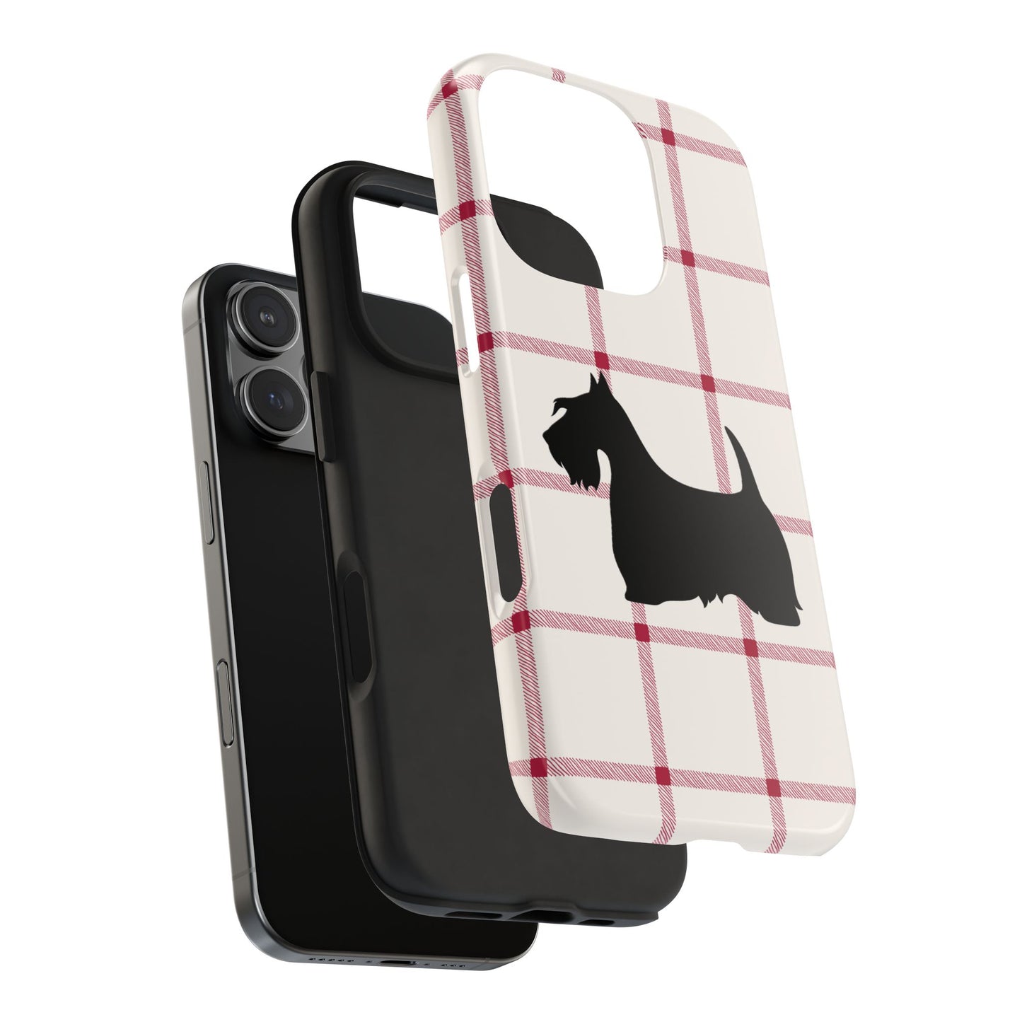 Scottish Terrier Phone Case, Tough Cases, Scottie Dog Phone Cover, Gift for Dog Lovers, Plaid Design
