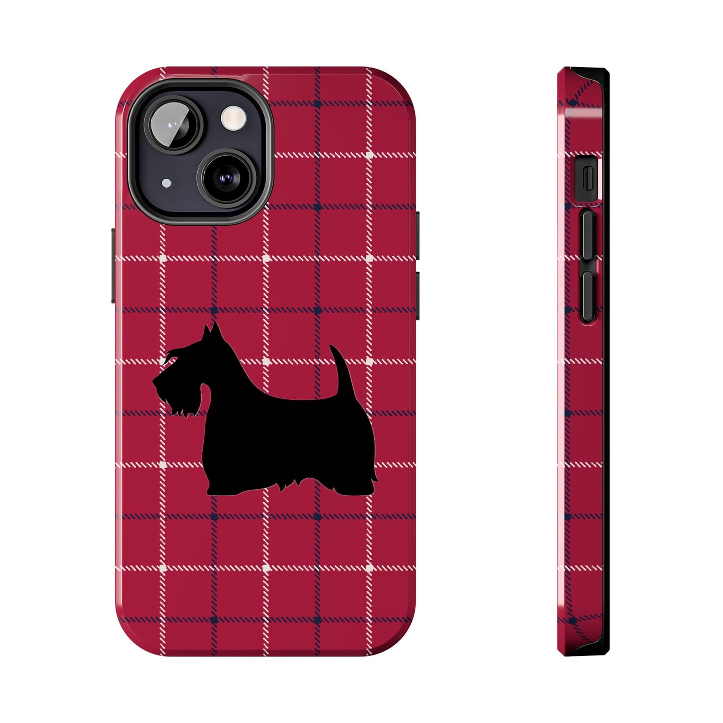 Scottish Terrier Phone Case, Tough Cases, Scottie Dog Phone Cover, Gift for Dog Lovers, Plaid Design