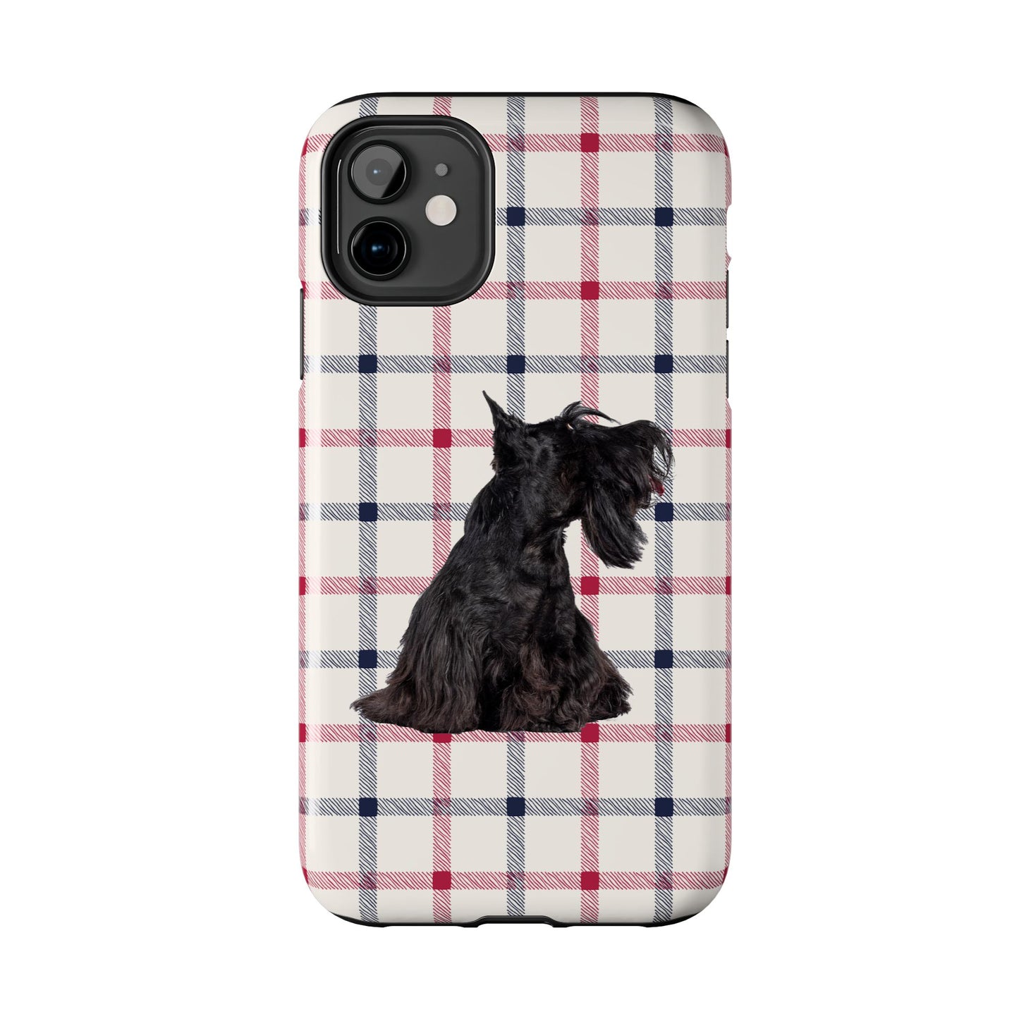 Scottish Terrier Phone Case, Tough Cases, Scottie Dog Phone Cover, Gift for Dog Lovers, Plaid Design