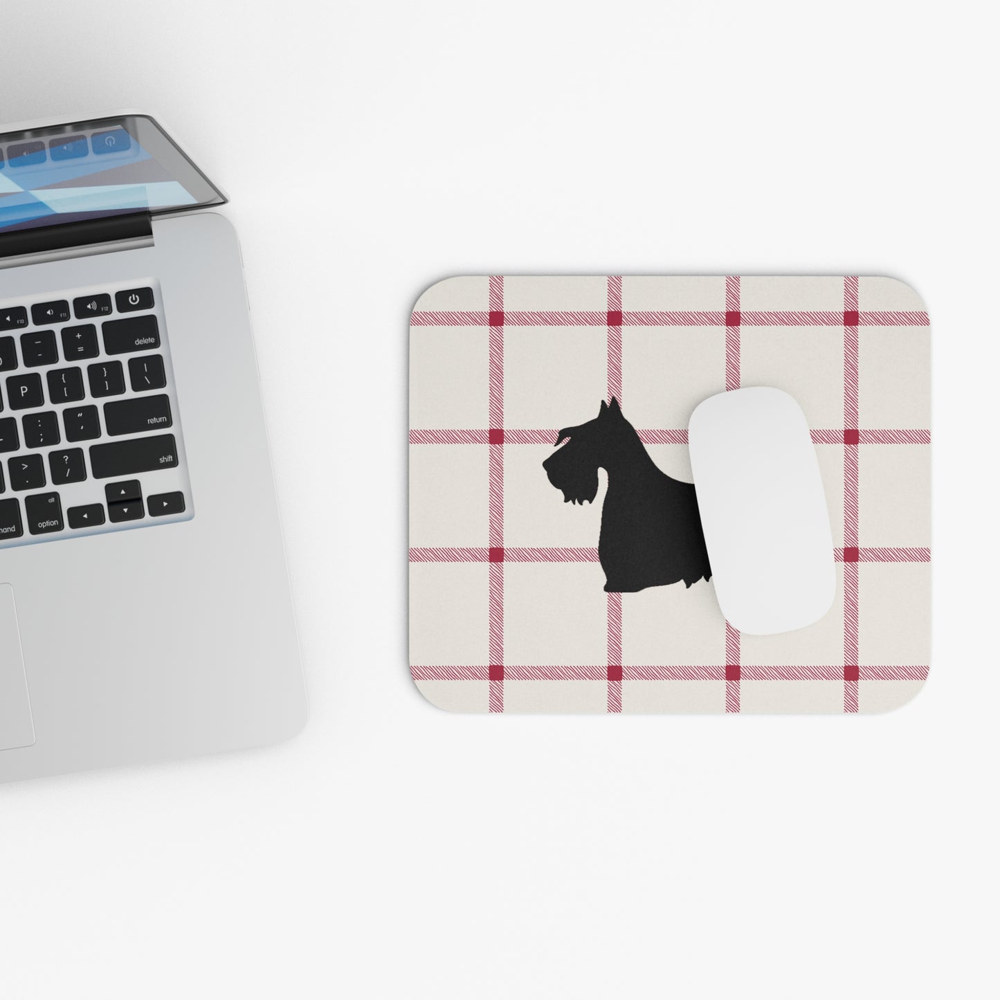 Scottish Terrier Plaid Dog Mouse Pad | Cute Dog Lover Gift | Office Decor | Stationery | Pet Themed Home Office Accessories | Animal Lover Merchandise