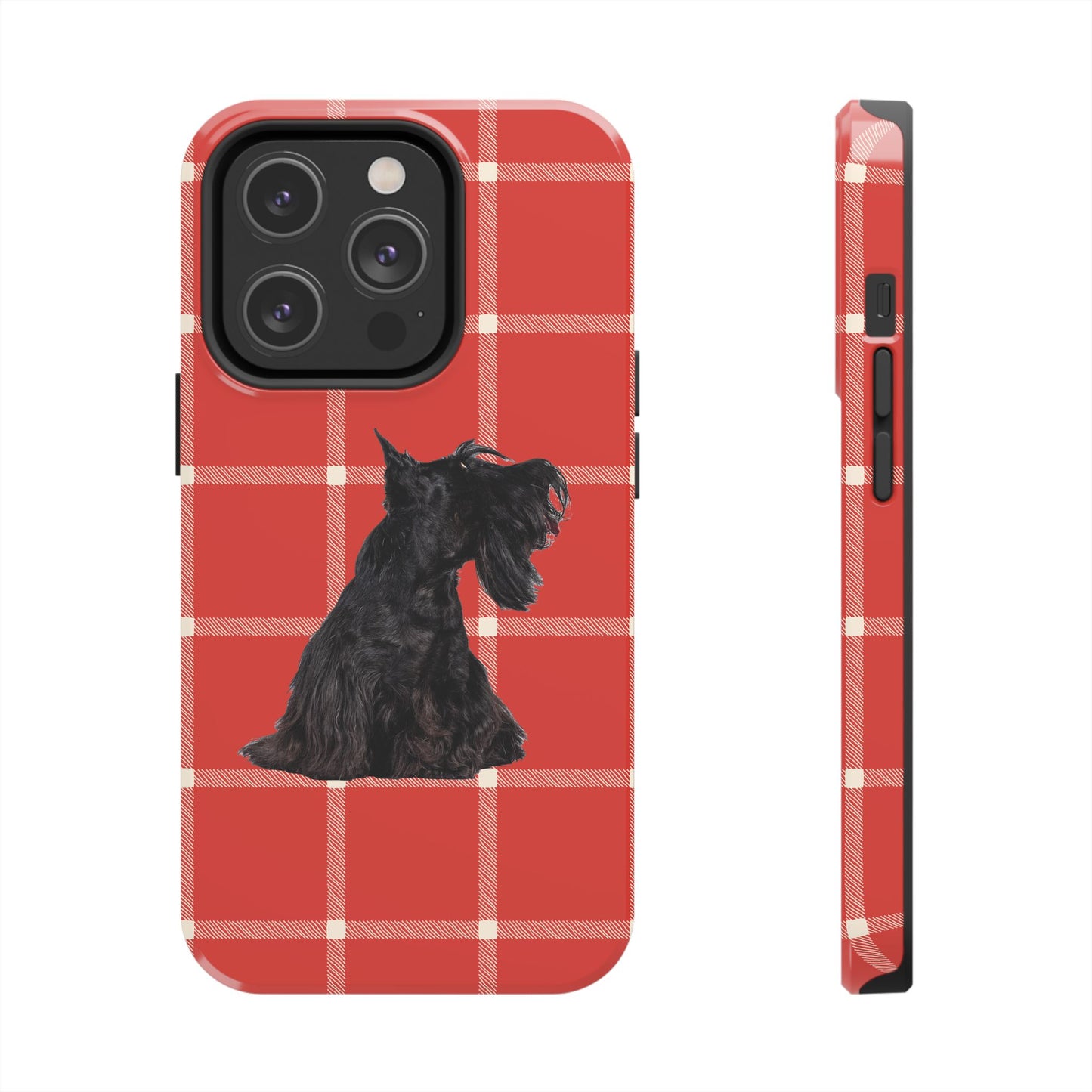 Scottish Terrier Phone Case, Tough Cases, Scottie Dog Phone Cover, Gift for Dog Lovers, Plaid Design