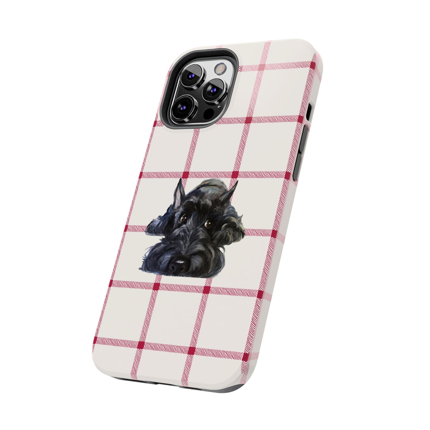 Scottish Terrier Phone Case, Tough Cases, Scottie Dog Phone Cover, Gift for Dog Lovers, Plaid Design
