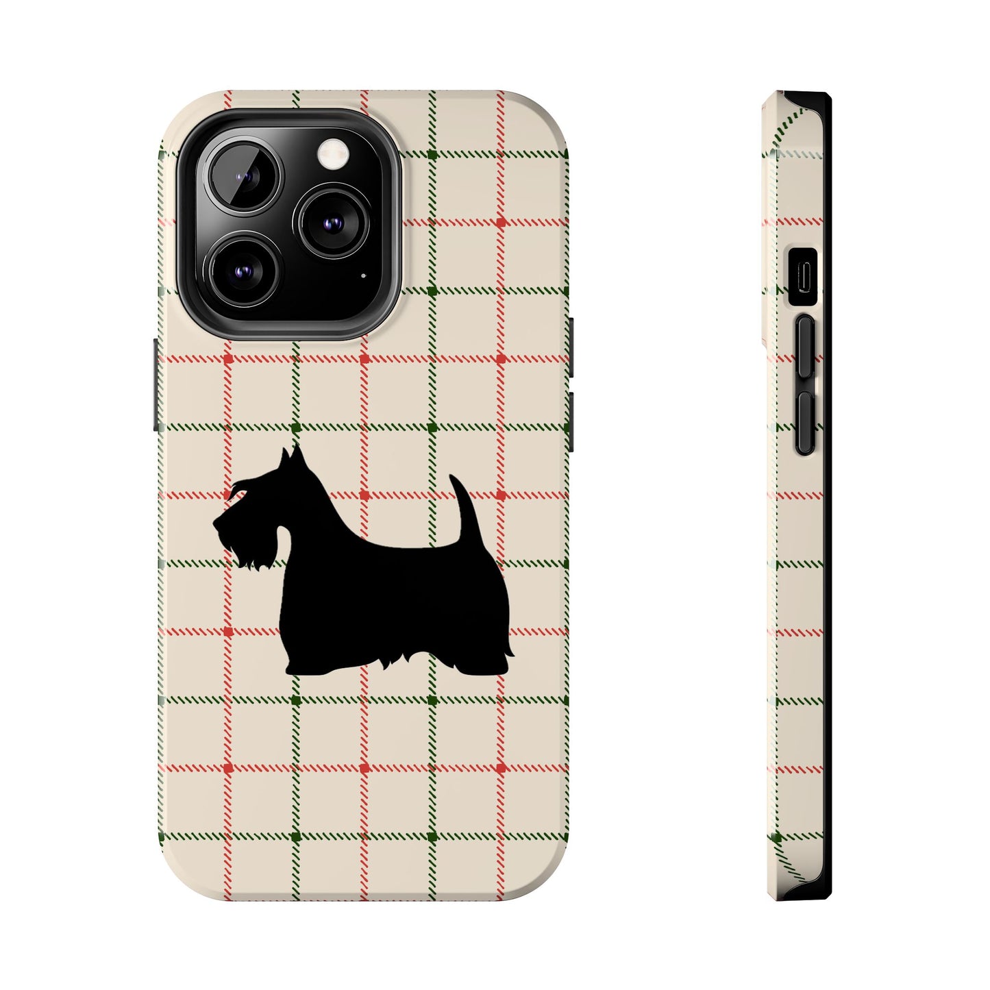 Scottish Terrier Phone Case, Tough Cases, Scottie Dog Phone Cover, Gift for Dog Lovers, Plaid Design