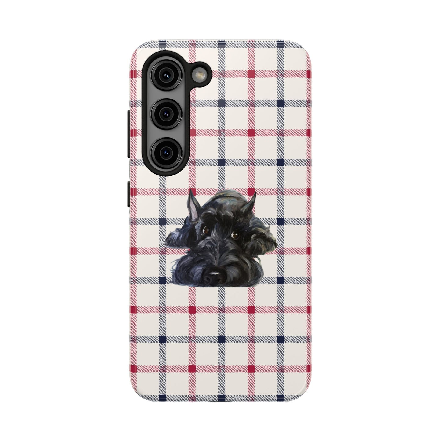 Scottish Terrier Phone Case, Tough Cases, Scottie Dog Phone Cover, Gift for Dog Lovers, Plaid Design