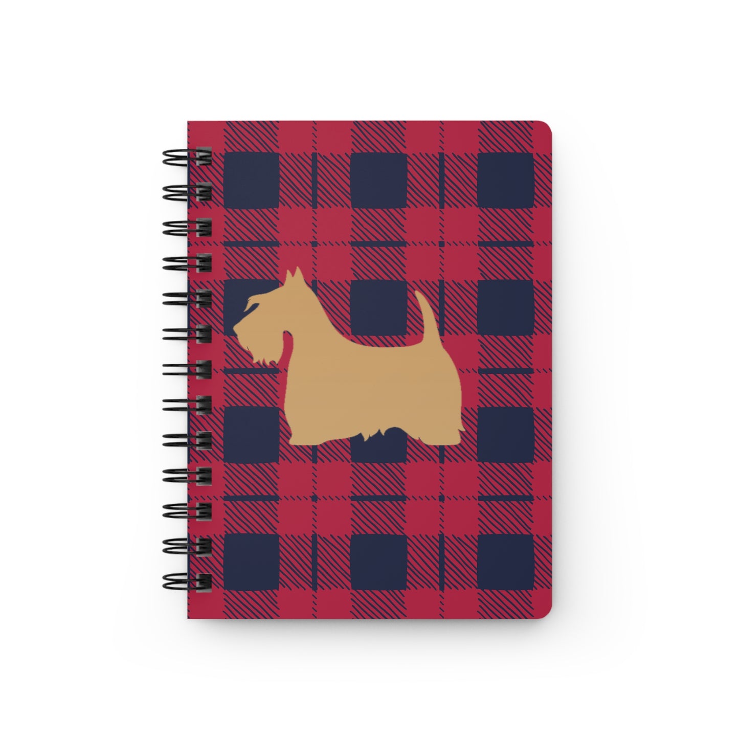 Plaid Spiral Bound Journal with Scottish Terrier Silhouette, Notebooks for Gifts, School Supplies, Writing, Pet Lovers