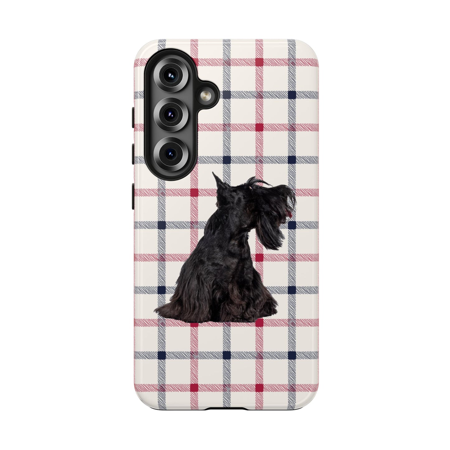 Scottish Terrier Phone Case, Tough Cases, Scottie Dog Phone Cover, Gift for Dog Lovers, Plaid Design